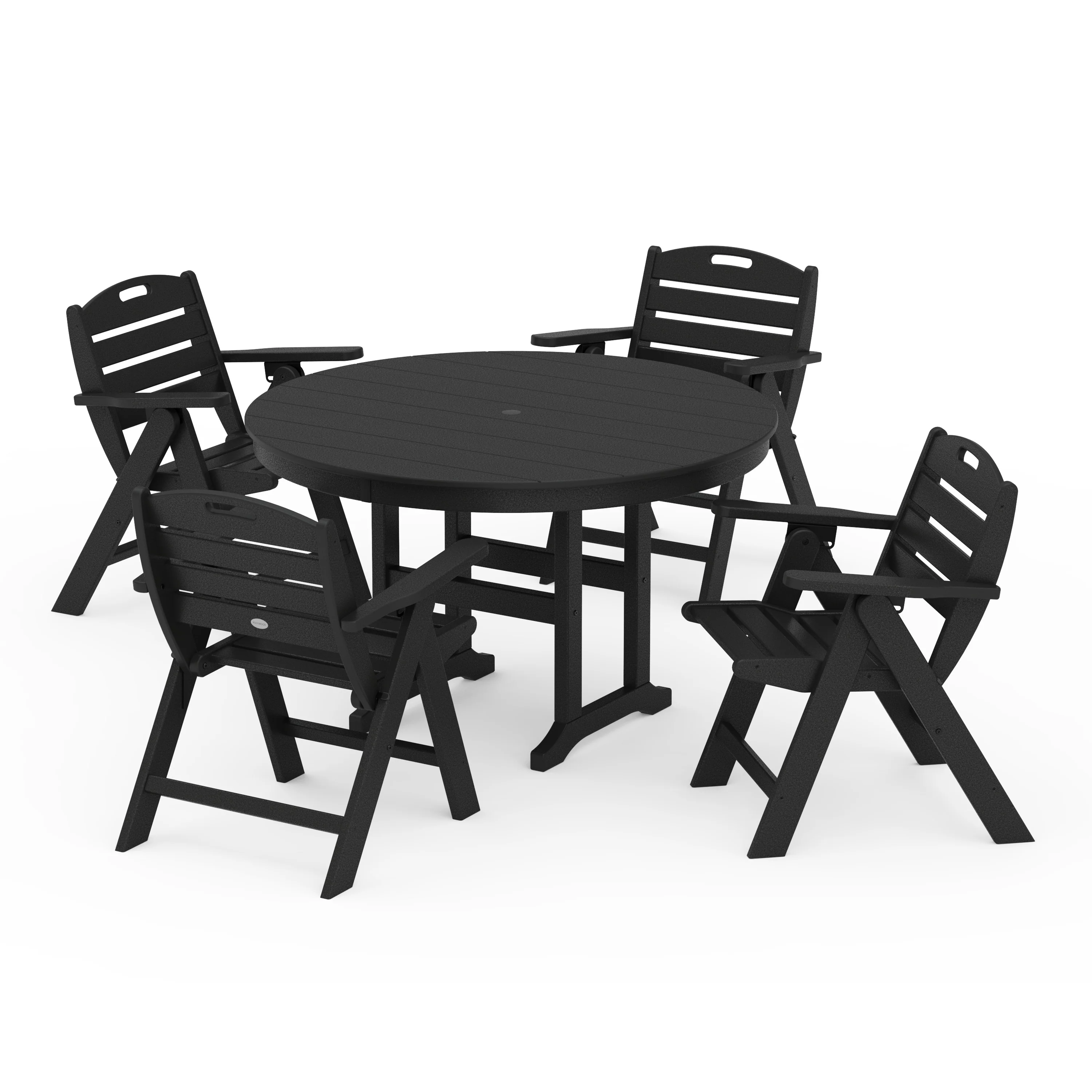 Nautical Folding Lowback Chair 5-Piece Round Farmhouse Dining Set - Image 9