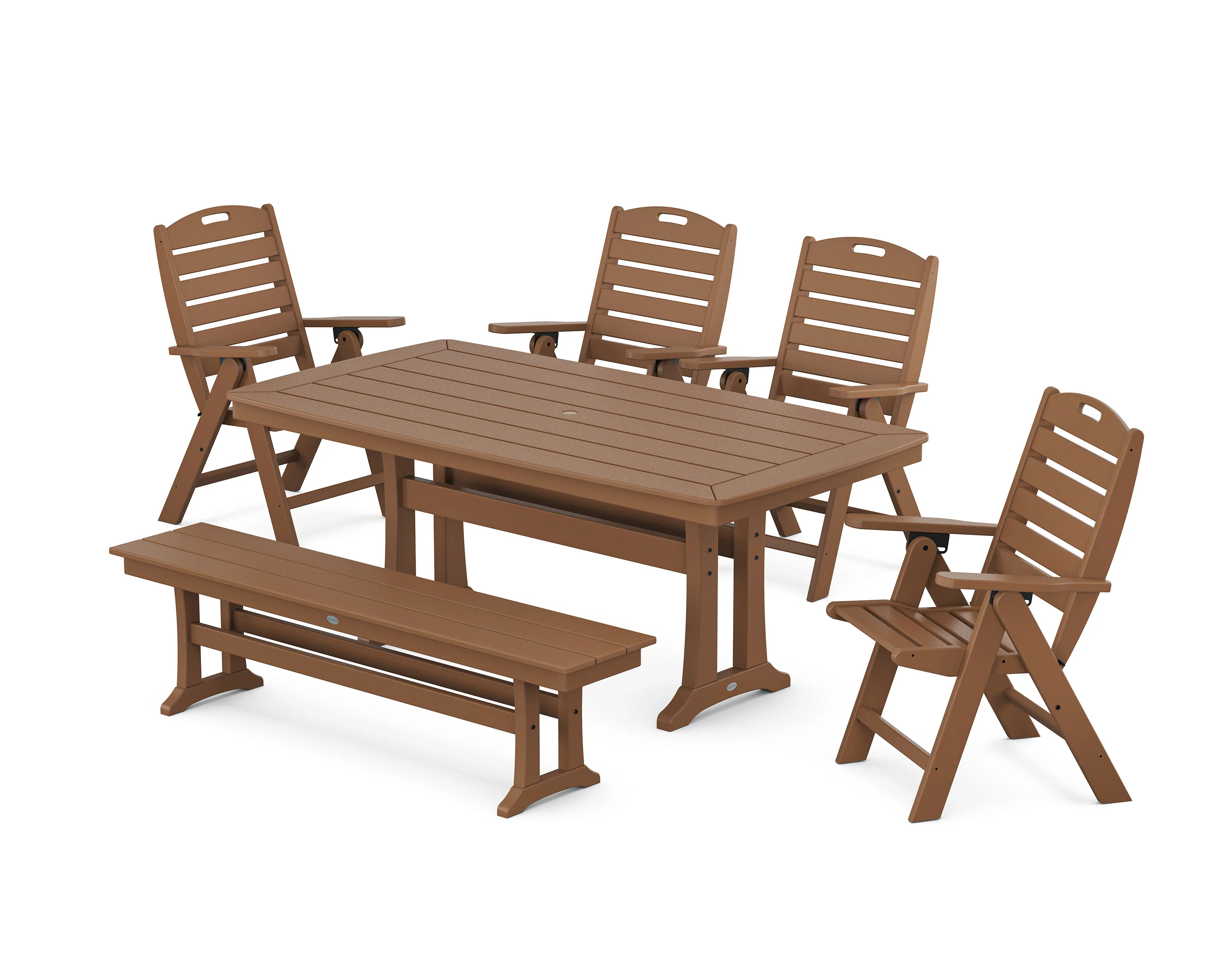 Nautical Highback 6-Piece Dining Set with Trestle Legs and Bench - Image 8