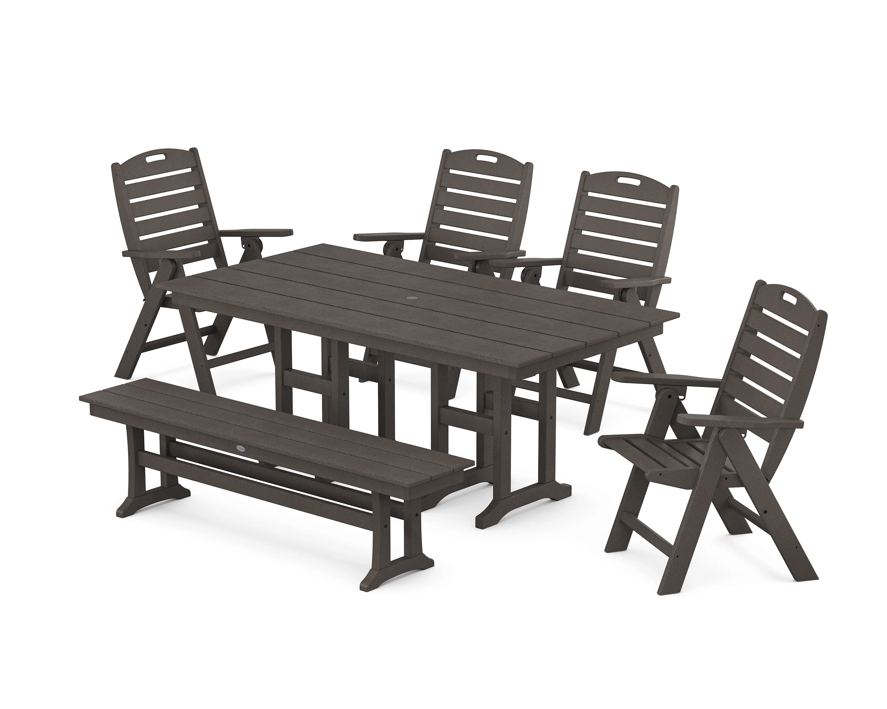 Nautical Highback 6-Piece Farmhouse Dining Set with Bench - Image 10