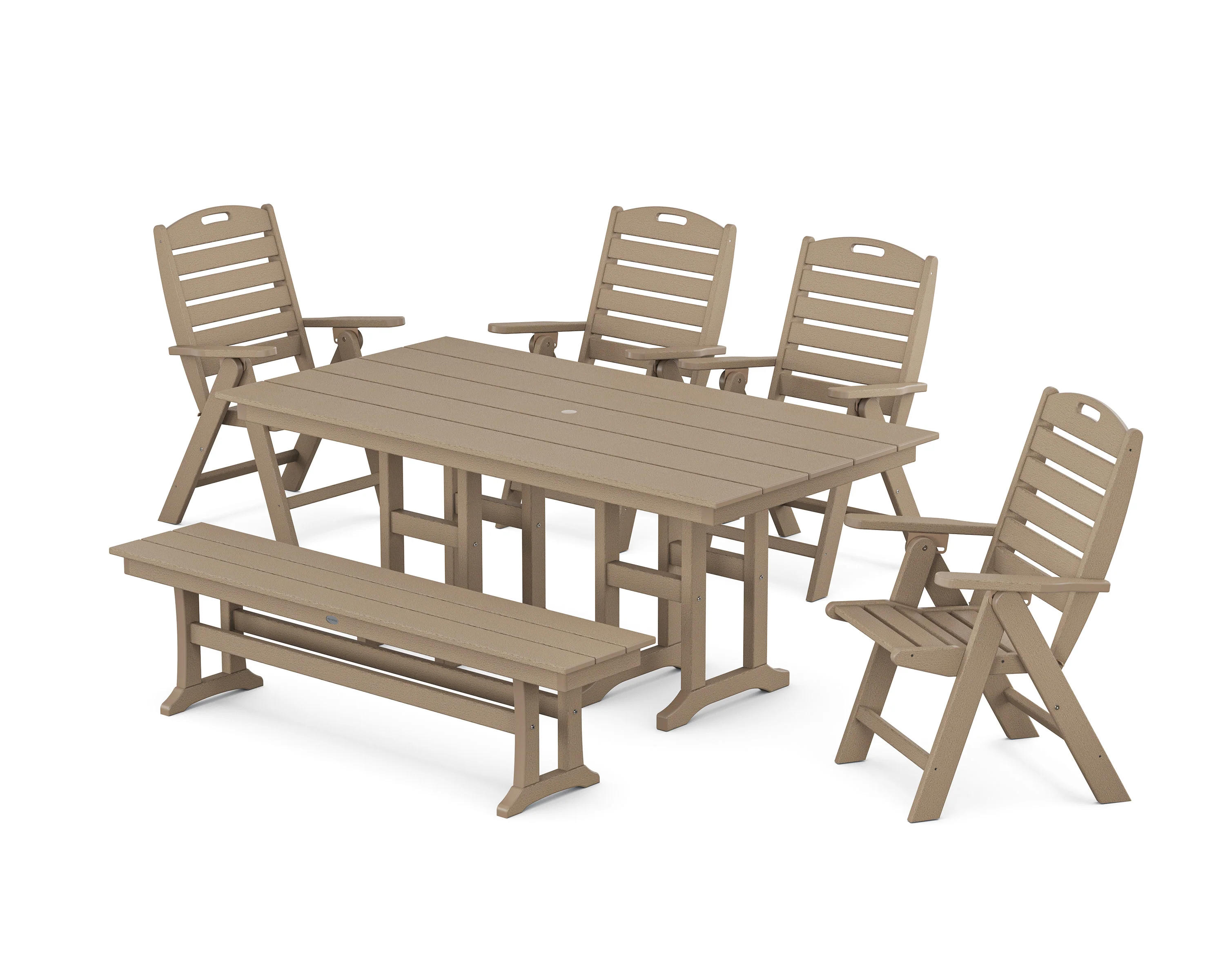 Nautical Highback 6-Piece Farmhouse Dining Set with Bench - Image 11