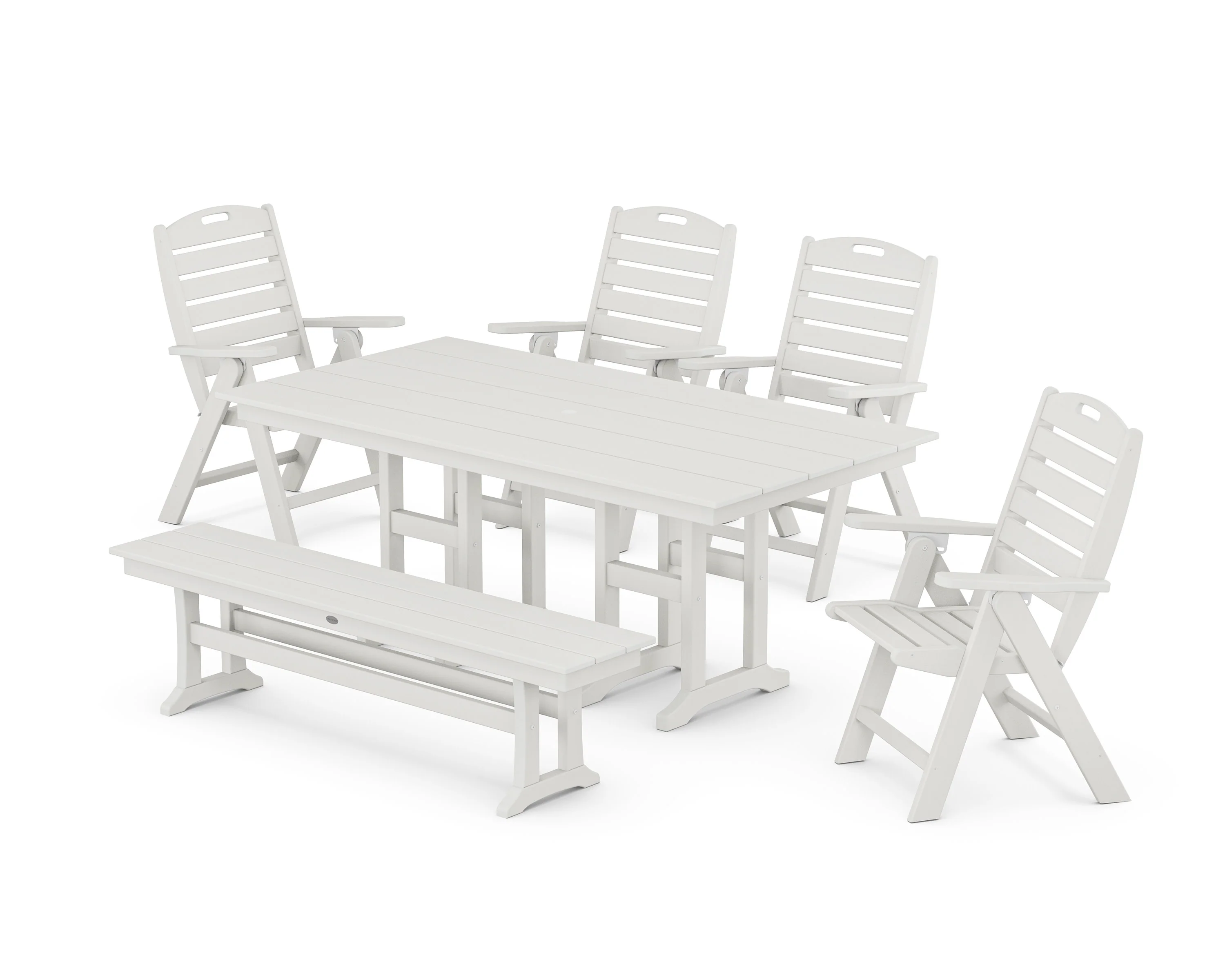Nautical Highback 6-Piece Farmhouse Dining Set with Bench - Image 12