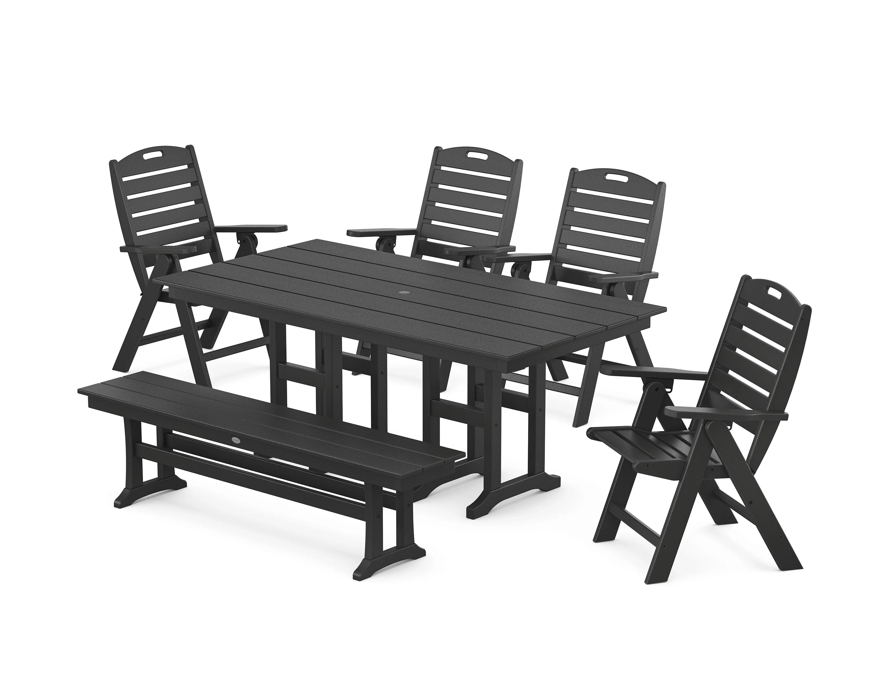 Nautical Highback 6-Piece Farmhouse Dining Set with Bench - Image 4