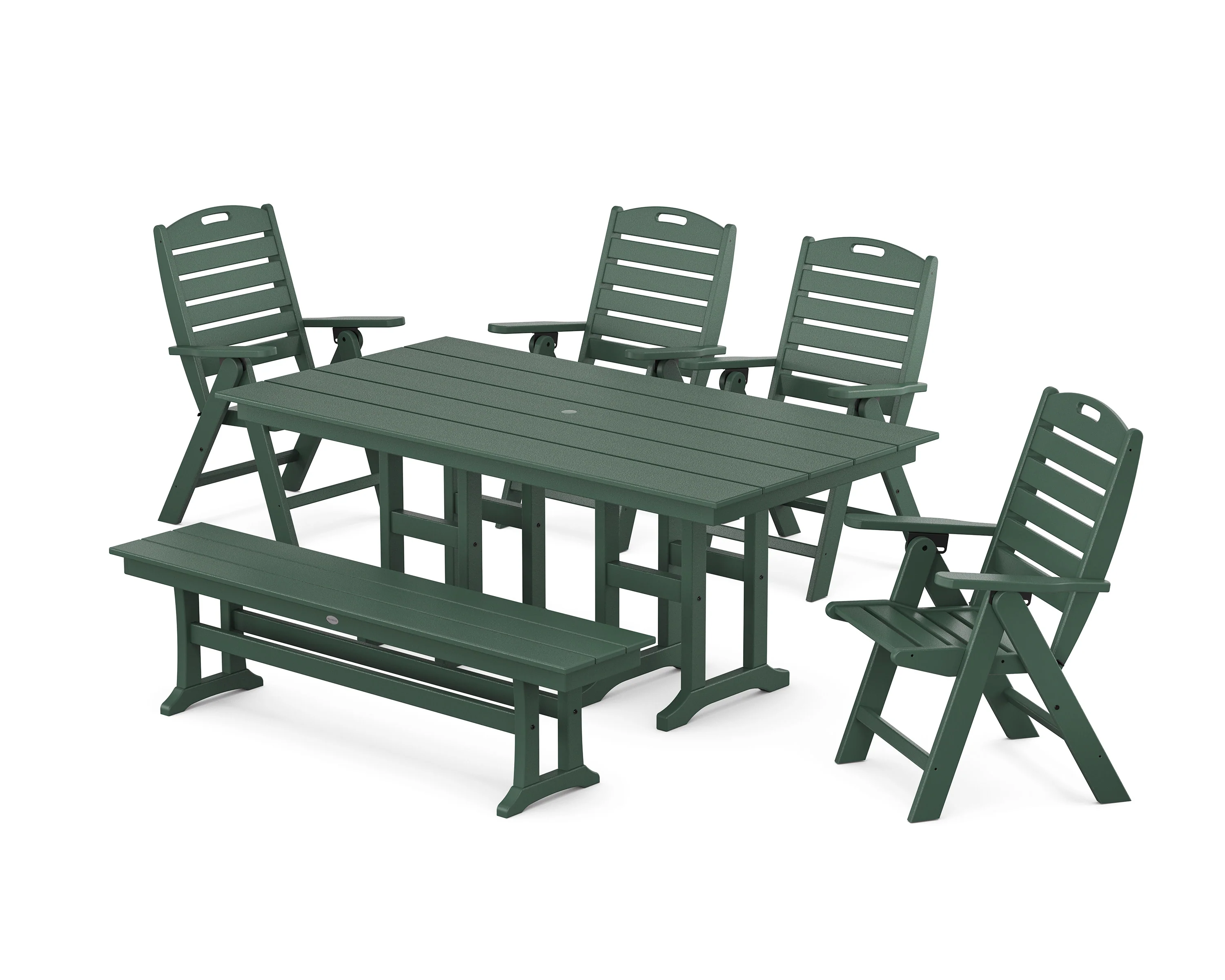 Nautical Highback 6-Piece Farmhouse Dining Set with Bench - Image 5