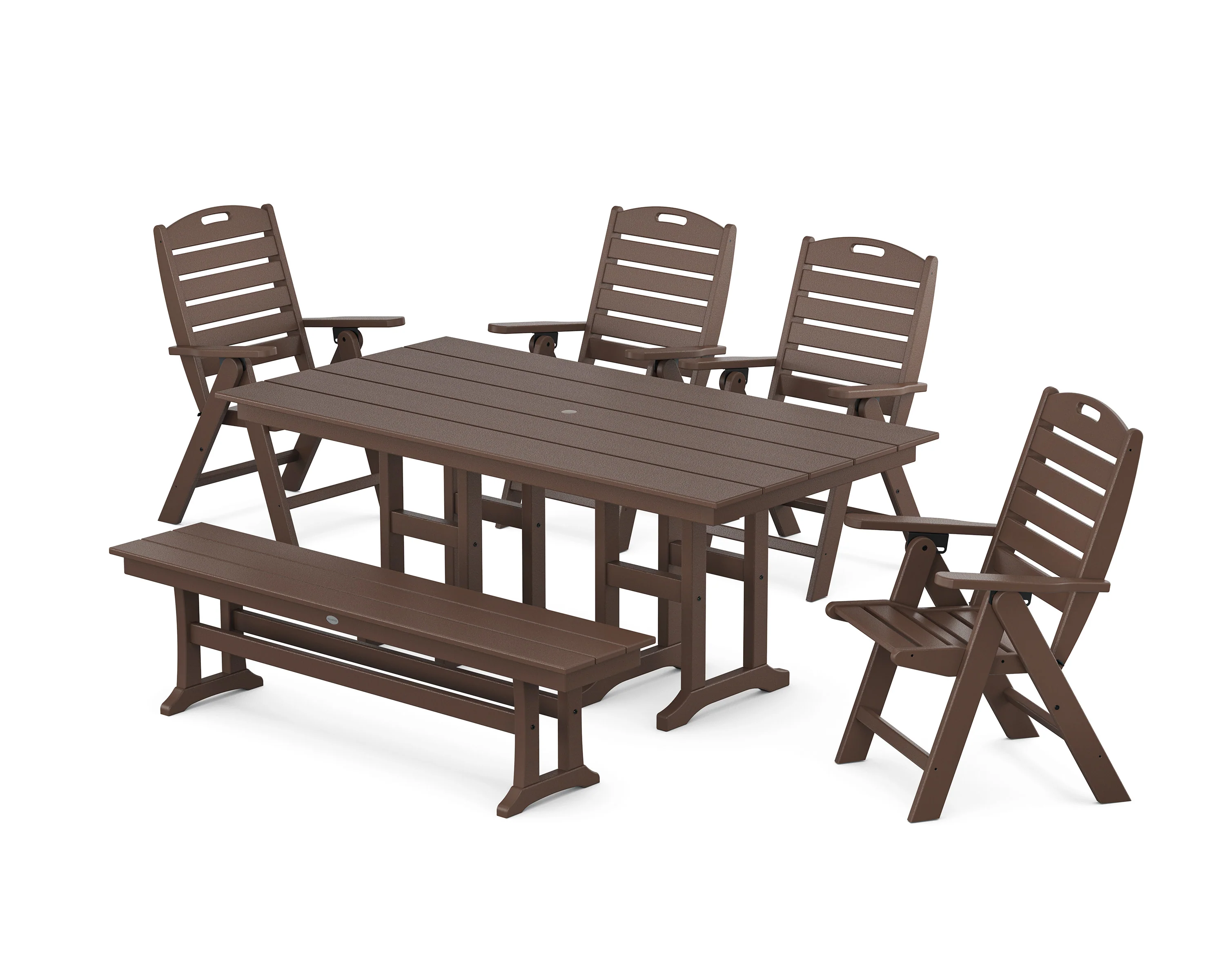 Nautical Highback 6-Piece Farmhouse Dining Set with Bench - Image 6