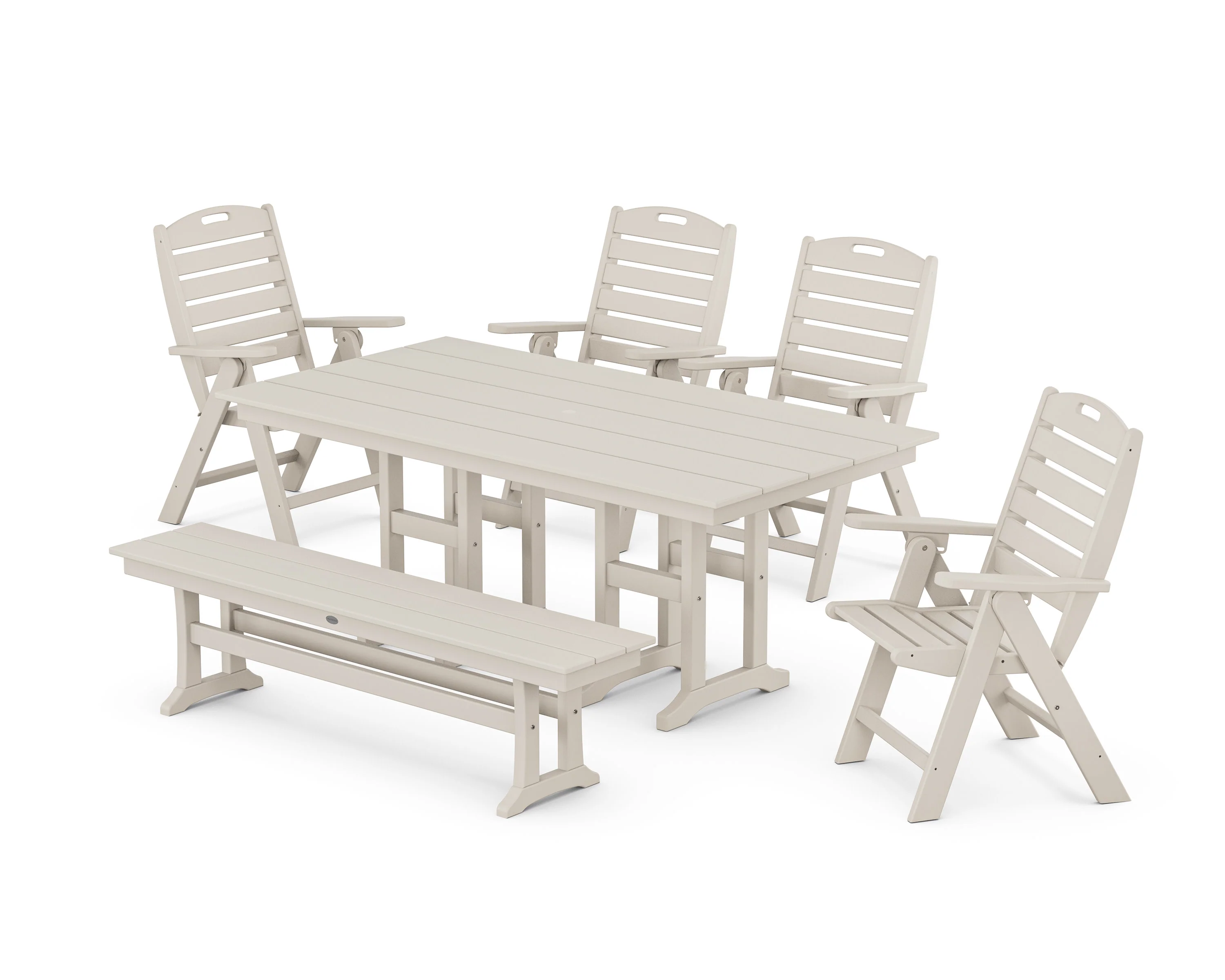 Nautical Highback 6-Piece Farmhouse Dining Set with Bench - Image 7