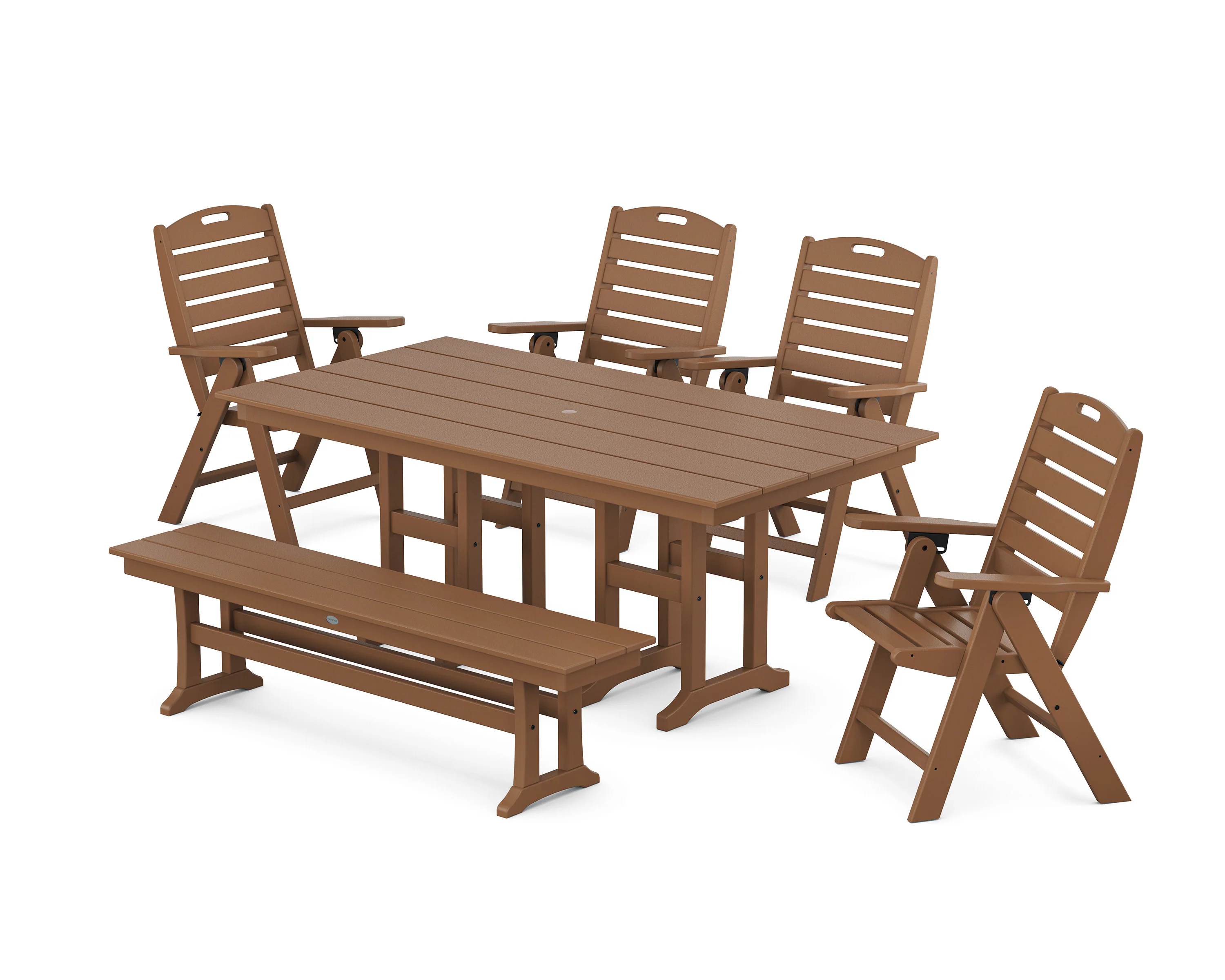 Nautical Highback 6-Piece Farmhouse Dining Set with Bench - Image 8