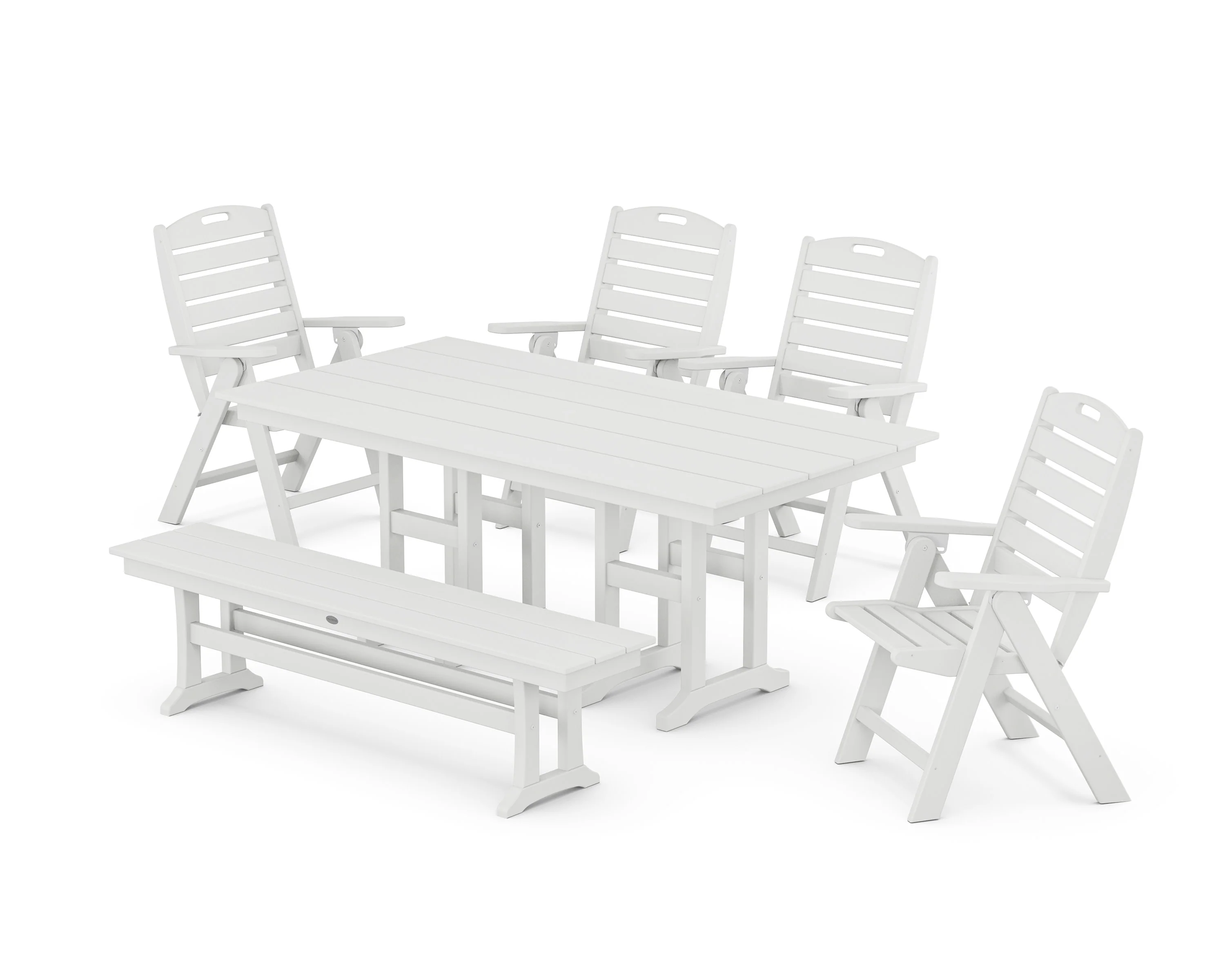 Nautical Highback 6-Piece Farmhouse Dining Set with Bench - Image 9