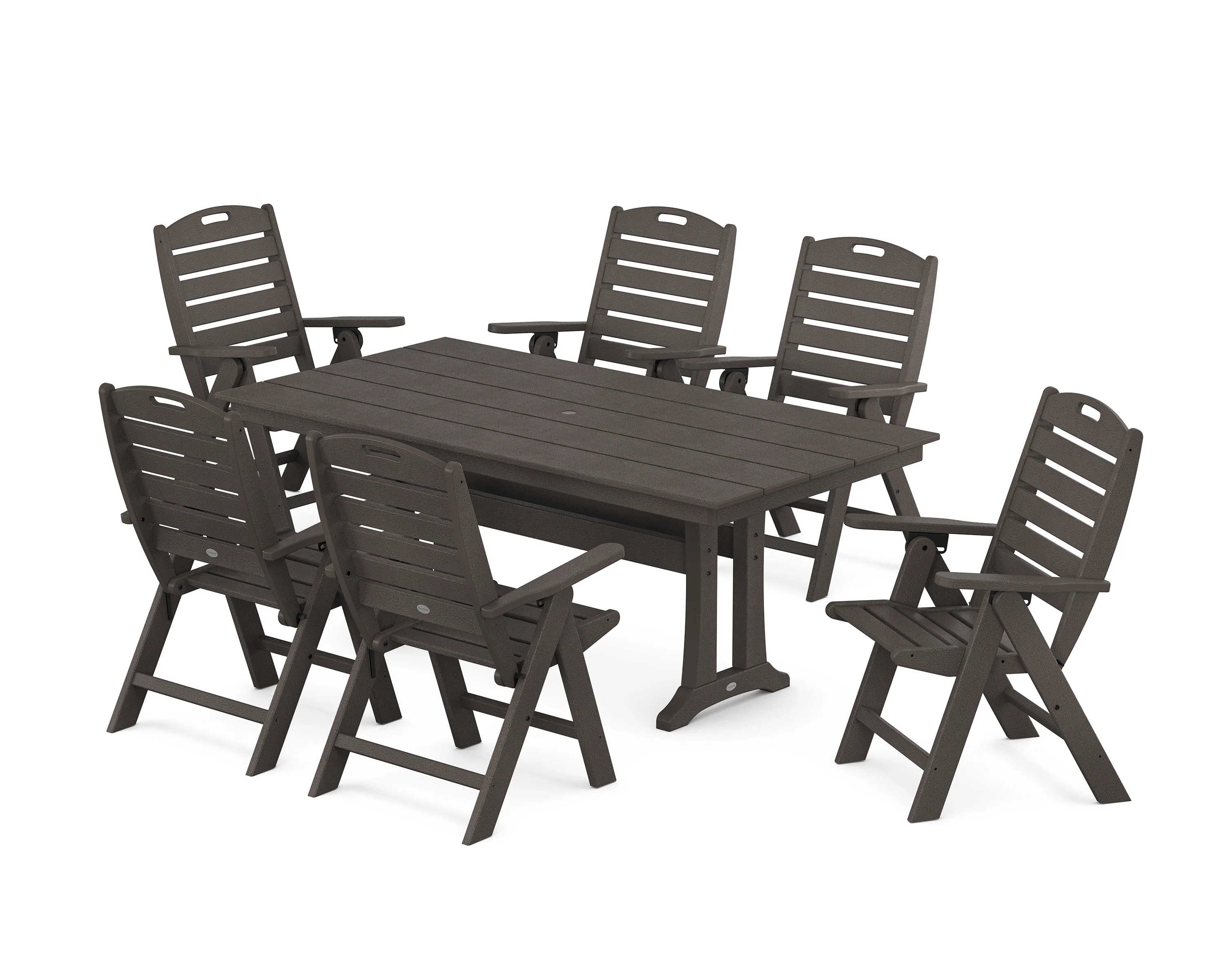 Nautical Highback 7-Piece Farmhouse Dining Set with Trestle Legs - Image 10