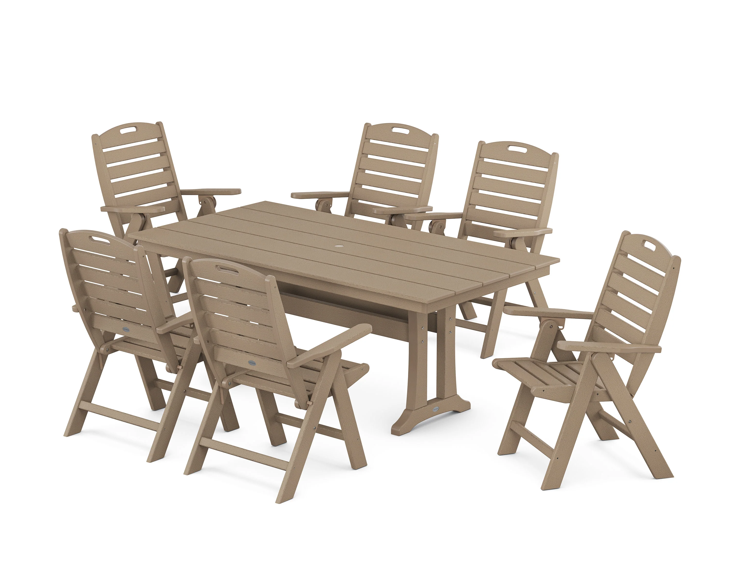 Nautical Highback 7-Piece Farmhouse Dining Set with Trestle Legs - Image 11