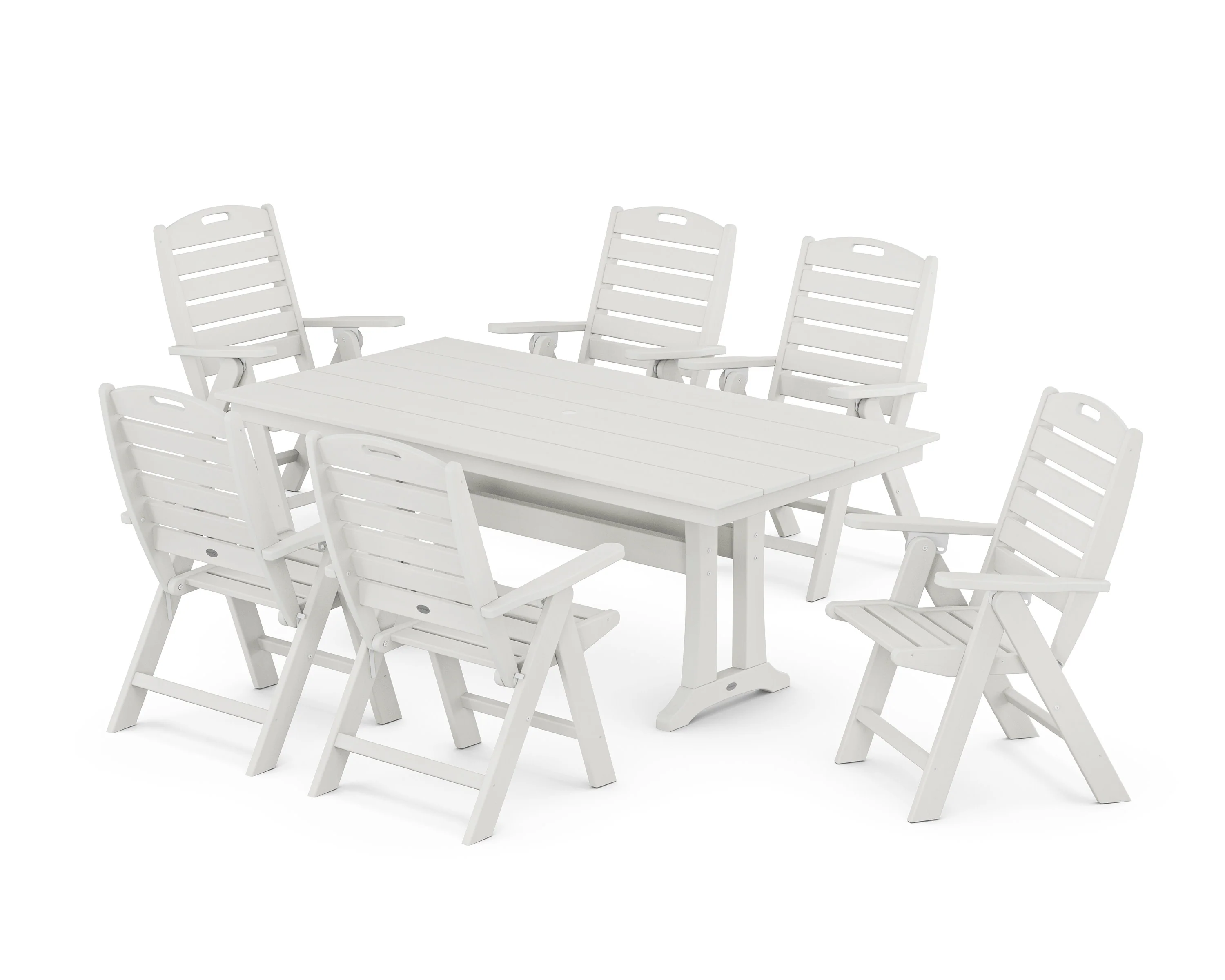 Nautical Highback 7-Piece Farmhouse Dining Set with Trestle Legs - Image 12