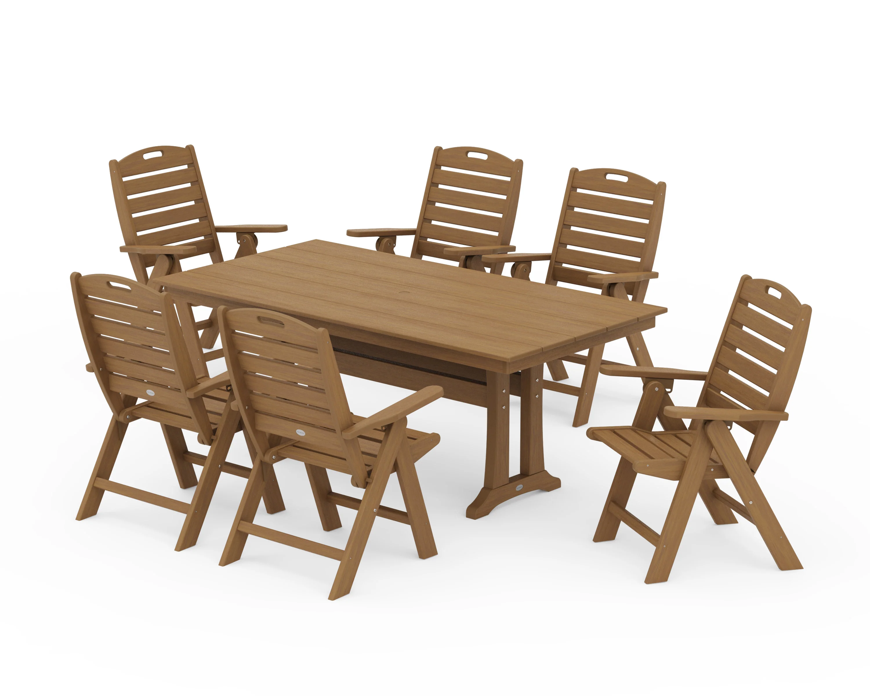 Nautical Highback 7-Piece Farmhouse Dining Set with Trestle Legs - Image 13