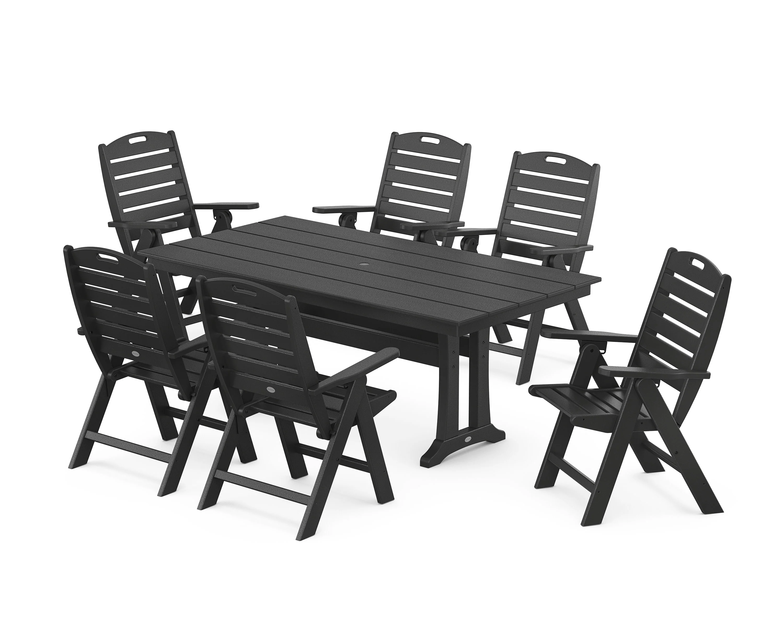 Nautical Highback 7-Piece Farmhouse Dining Set with Trestle Legs - Image 4
