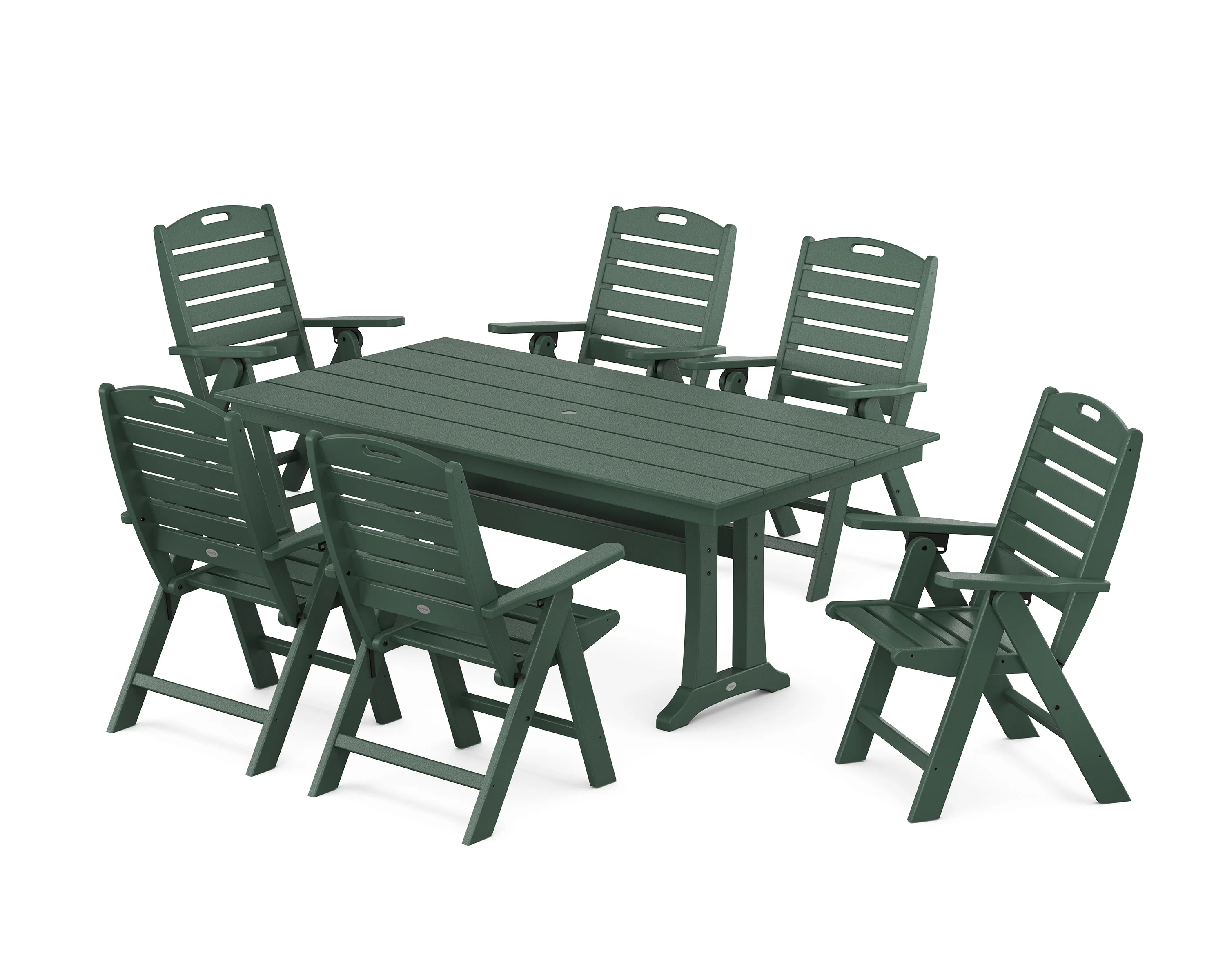 Nautical Highback 7-Piece Farmhouse Dining Set with Trestle Legs - Image 5