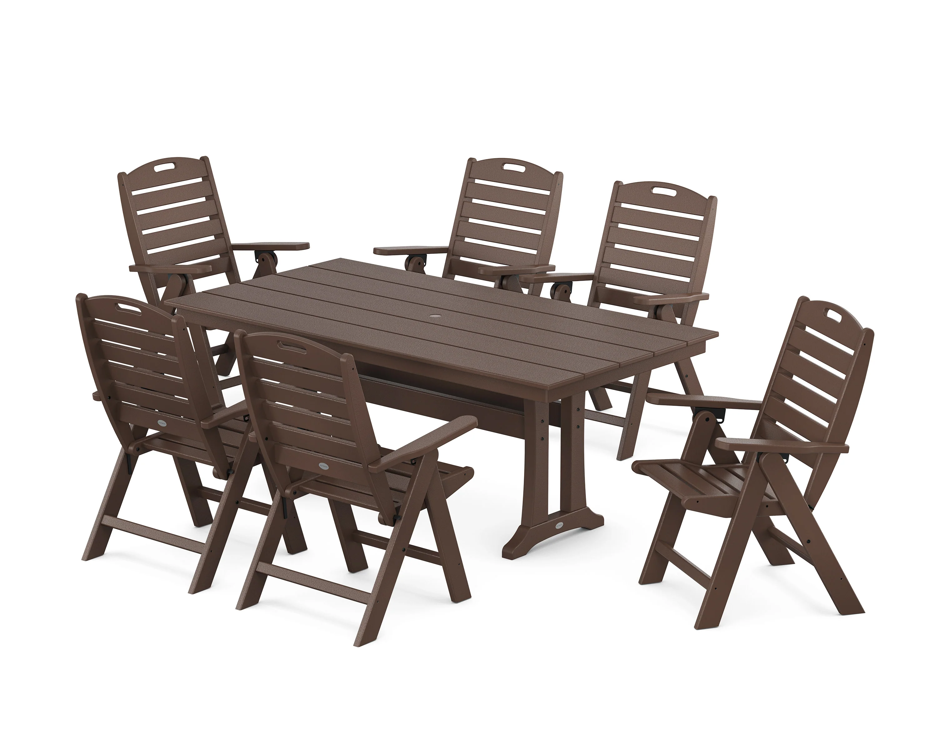Nautical Highback 7-Piece Farmhouse Dining Set with Trestle Legs - Image 6