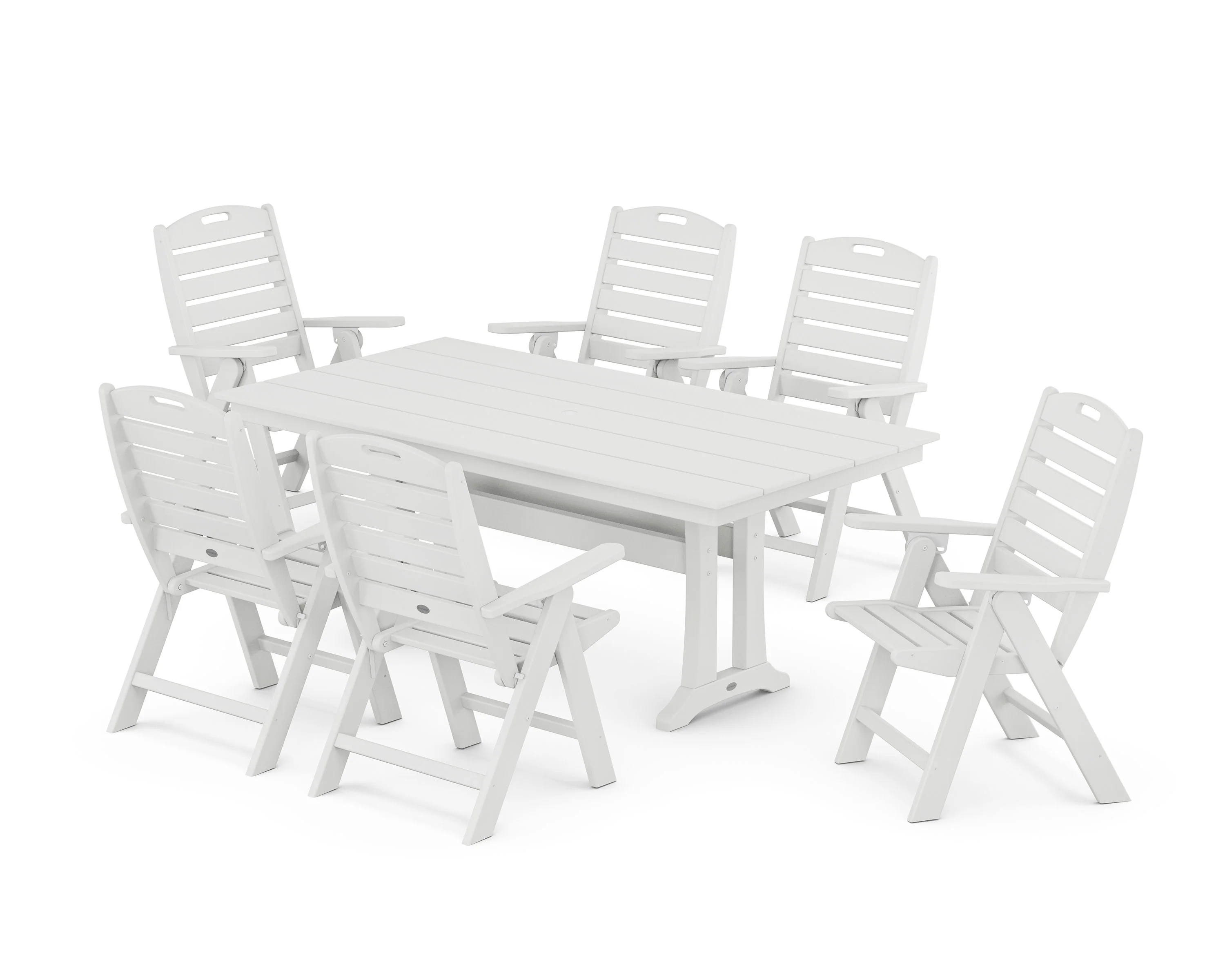 Nautical Highback 7-Piece Farmhouse Dining Set with Trestle Legs - Image 9