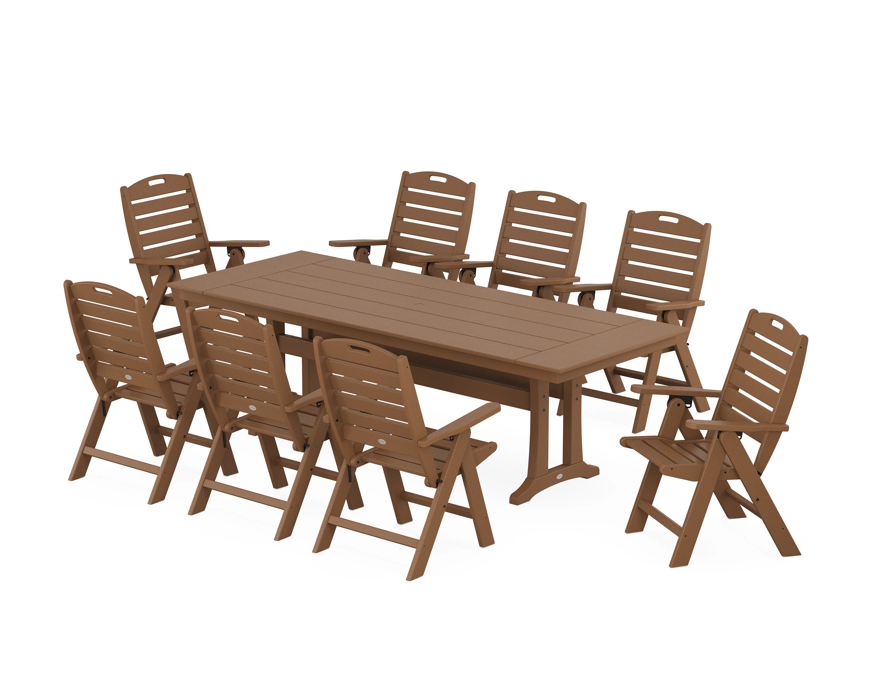 Nautical Highback 9-Piece Farmhouse Dining Set with Trestle Legs - Image 10