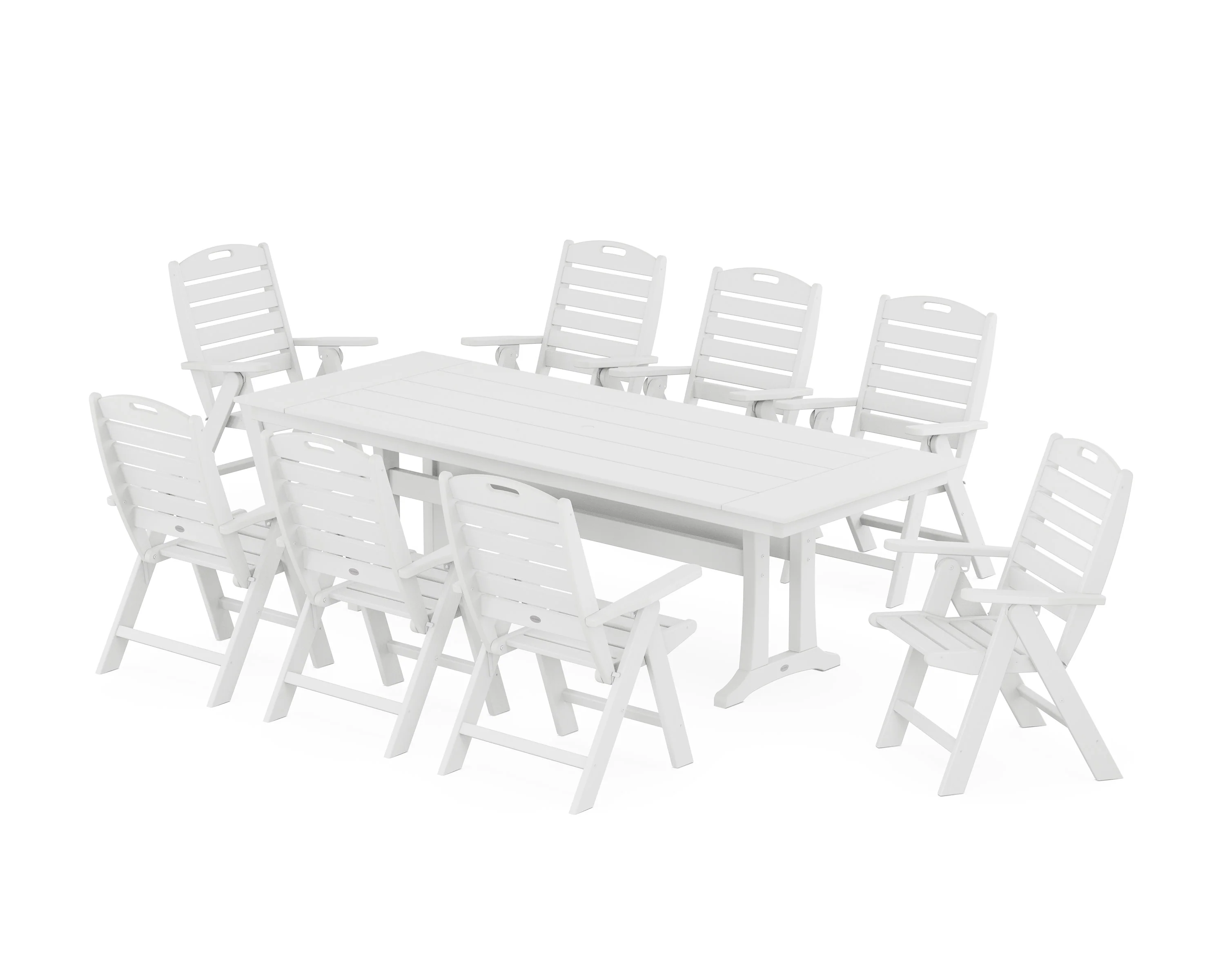 Nautical Highback 9-Piece Farmhouse Dining Set with Trestle Legs - Image 11