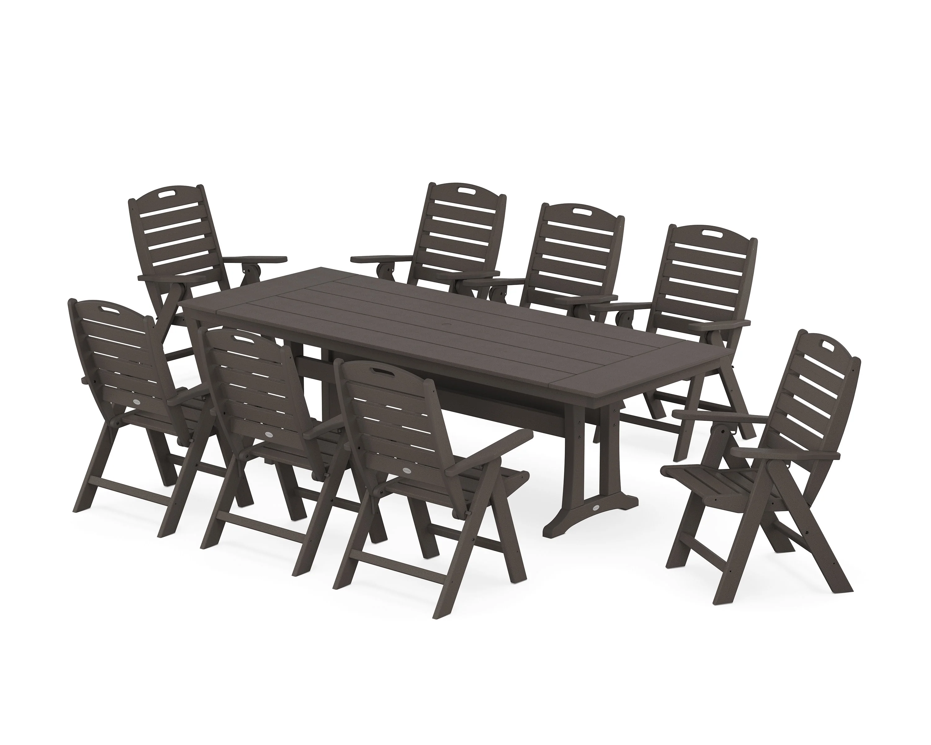 Nautical Highback 9-Piece Farmhouse Dining Set with Trestle Legs - Image 4