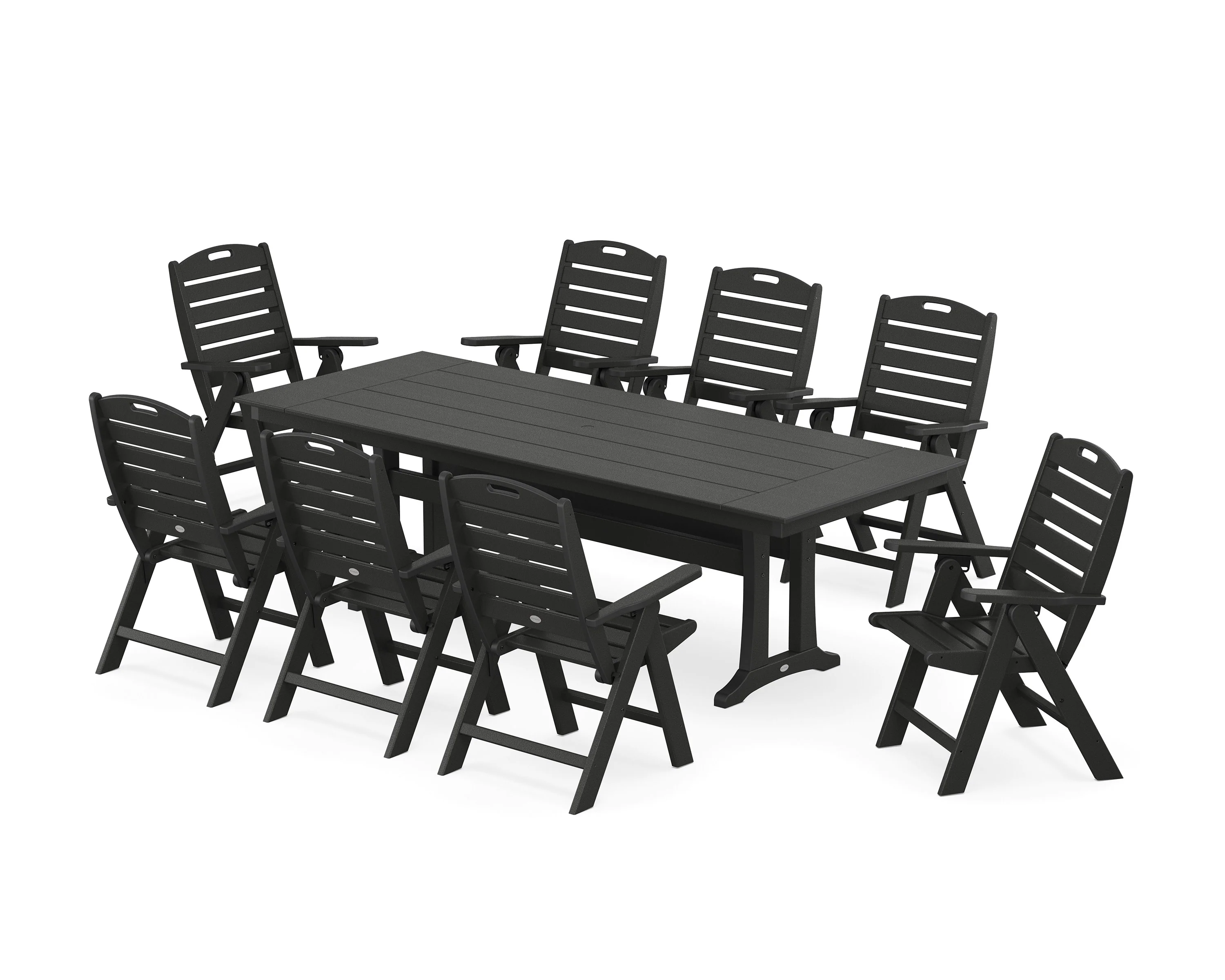 Nautical Highback 9-Piece Farmhouse Dining Set with Trestle Legs - Image 6
