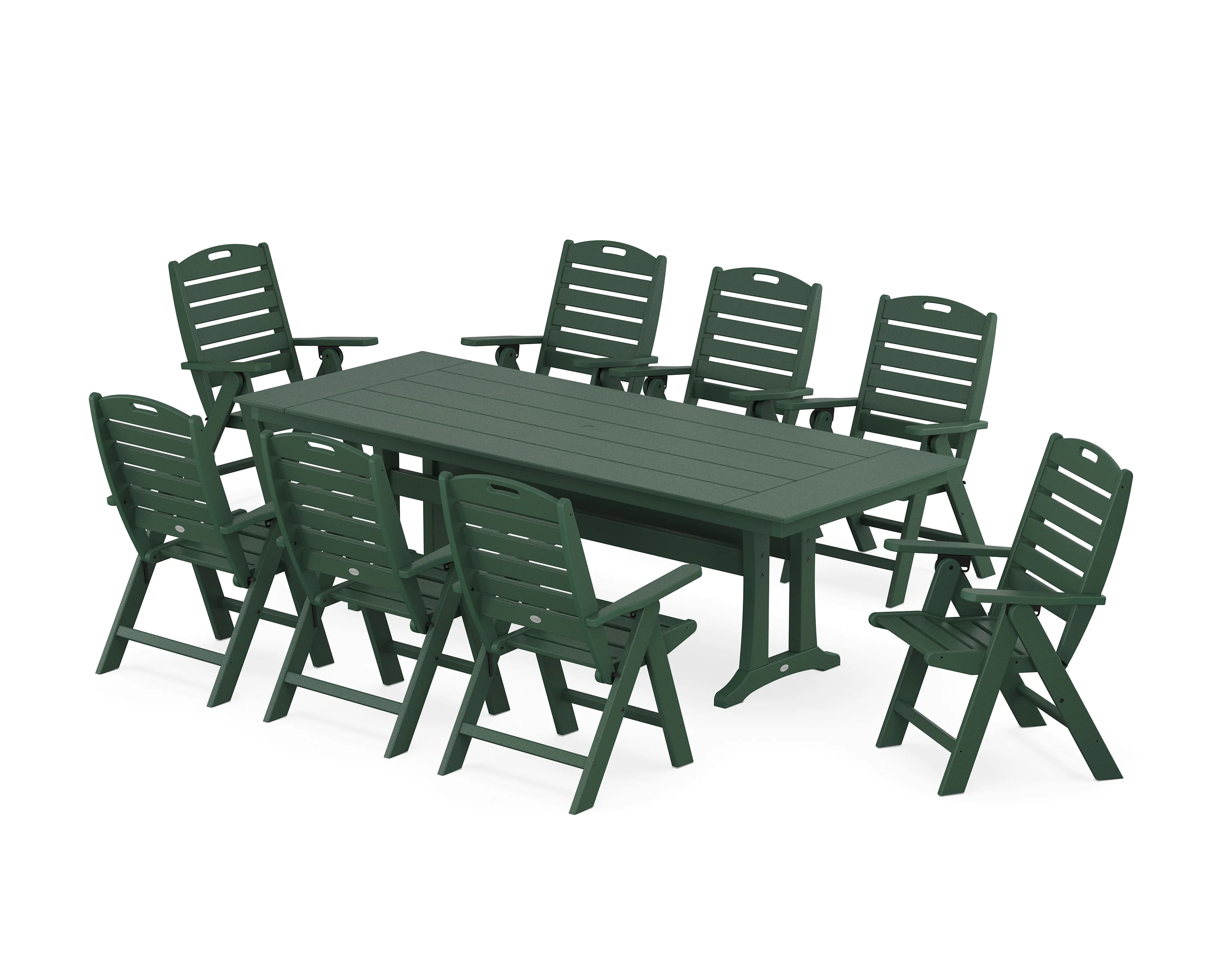 Nautical Highback 9-Piece Farmhouse Dining Set with Trestle Legs - Image 7
