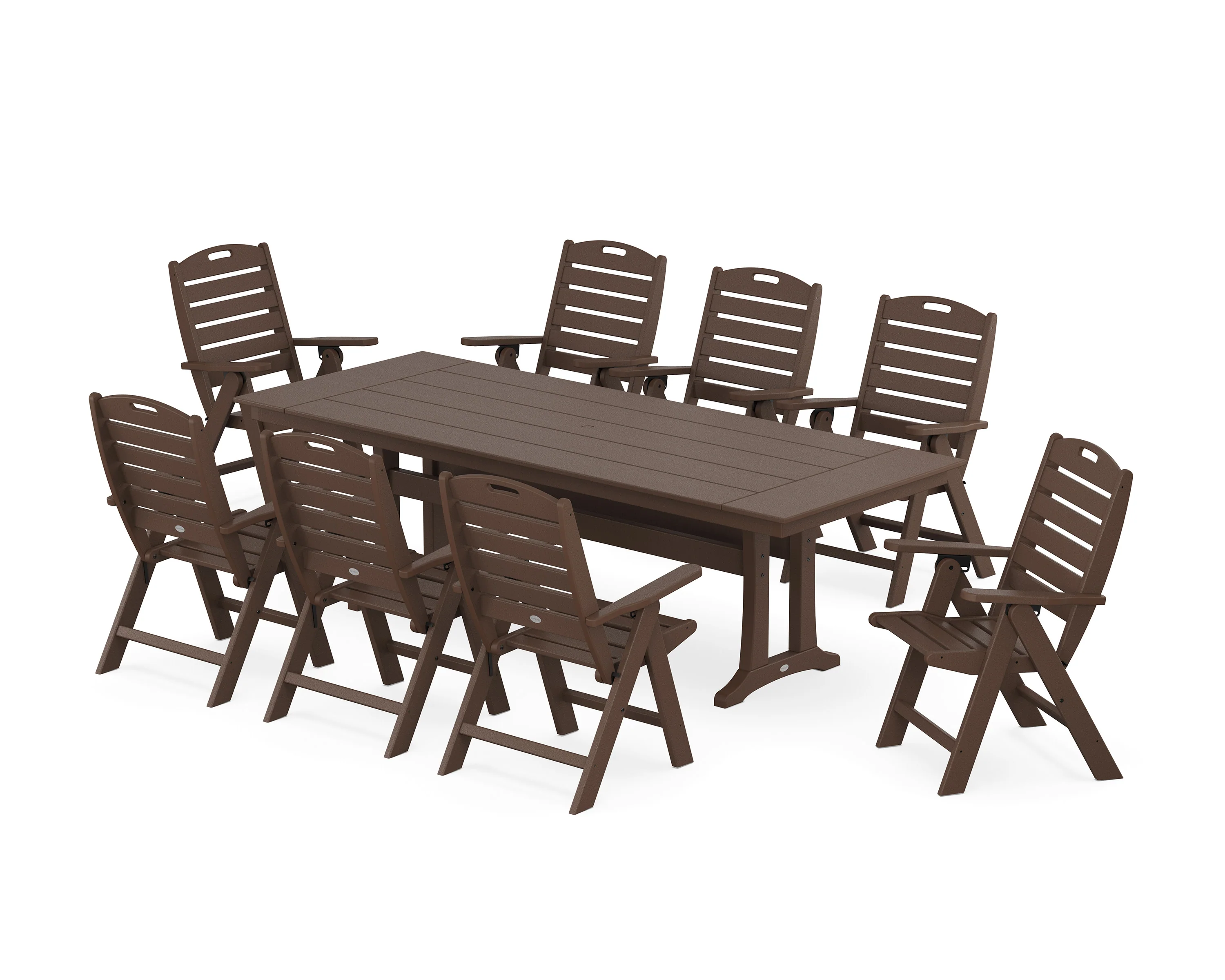 Nautical Highback 9-Piece Farmhouse Dining Set with Trestle Legs - Image 8