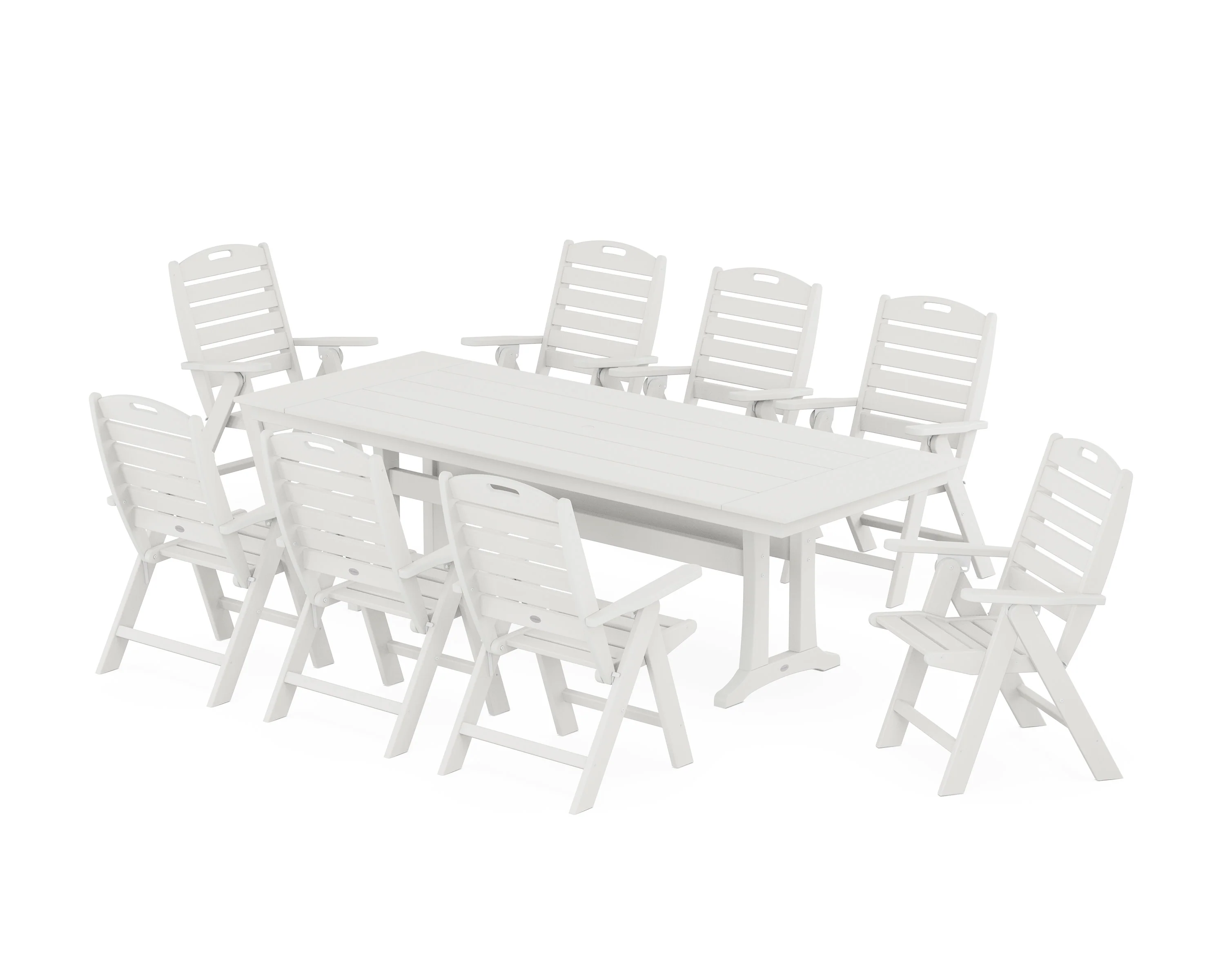 Nautical Highback 9-Piece Farmhouse Dining Set with Trestle Legs - Image 9