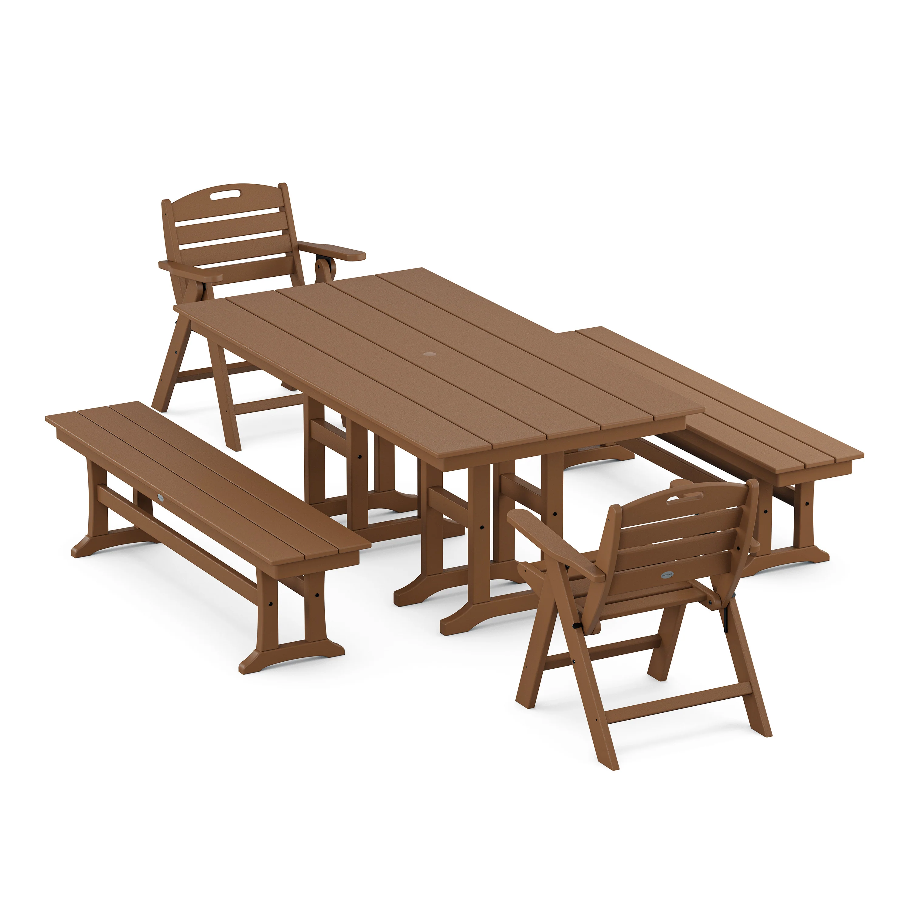 Nautical Lowback 5-Piece Farmhouse Dining Set with Benches - Image 8