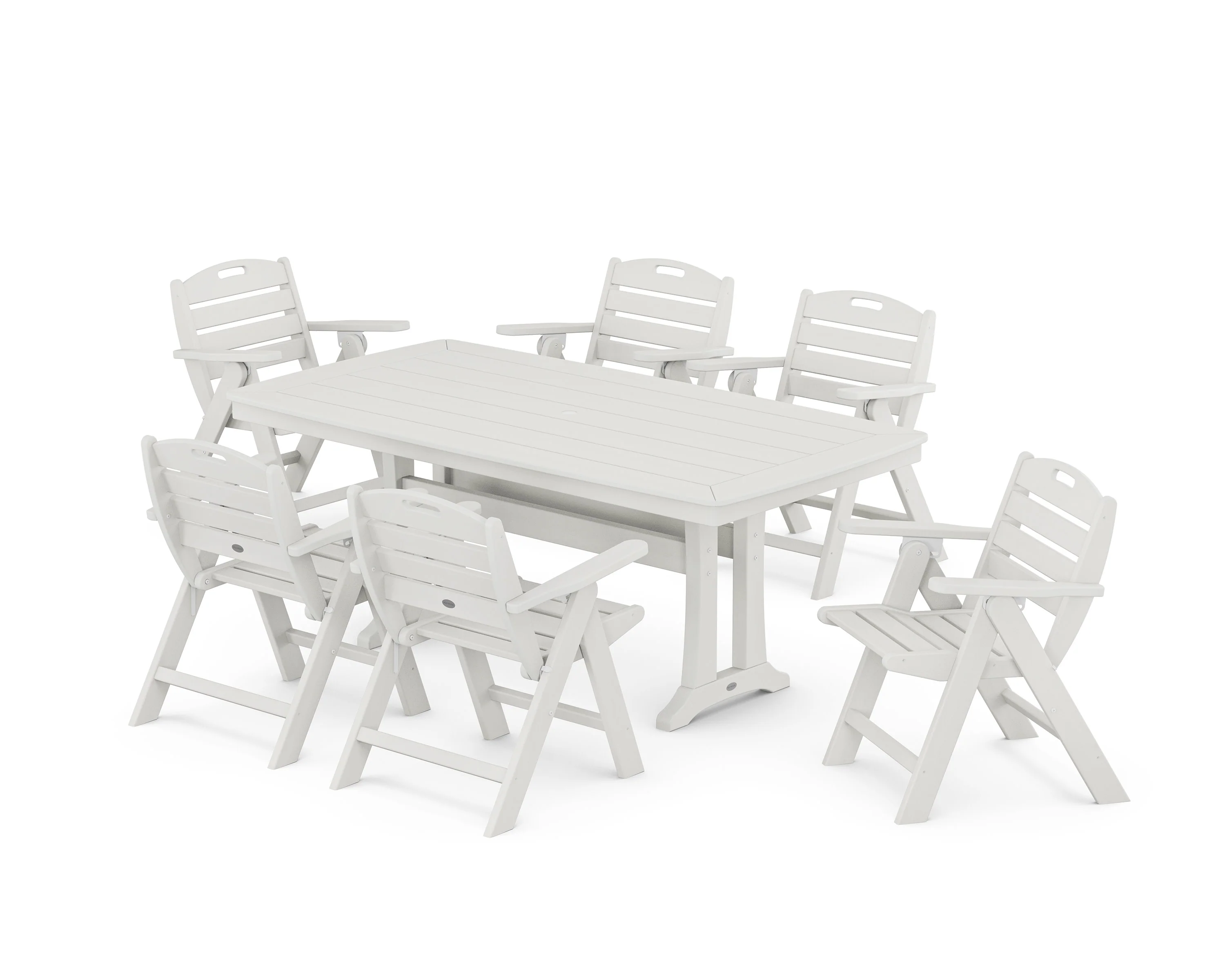 Nautical Lowback 7-Piece Dining Set with Trestle Legs - Image 12