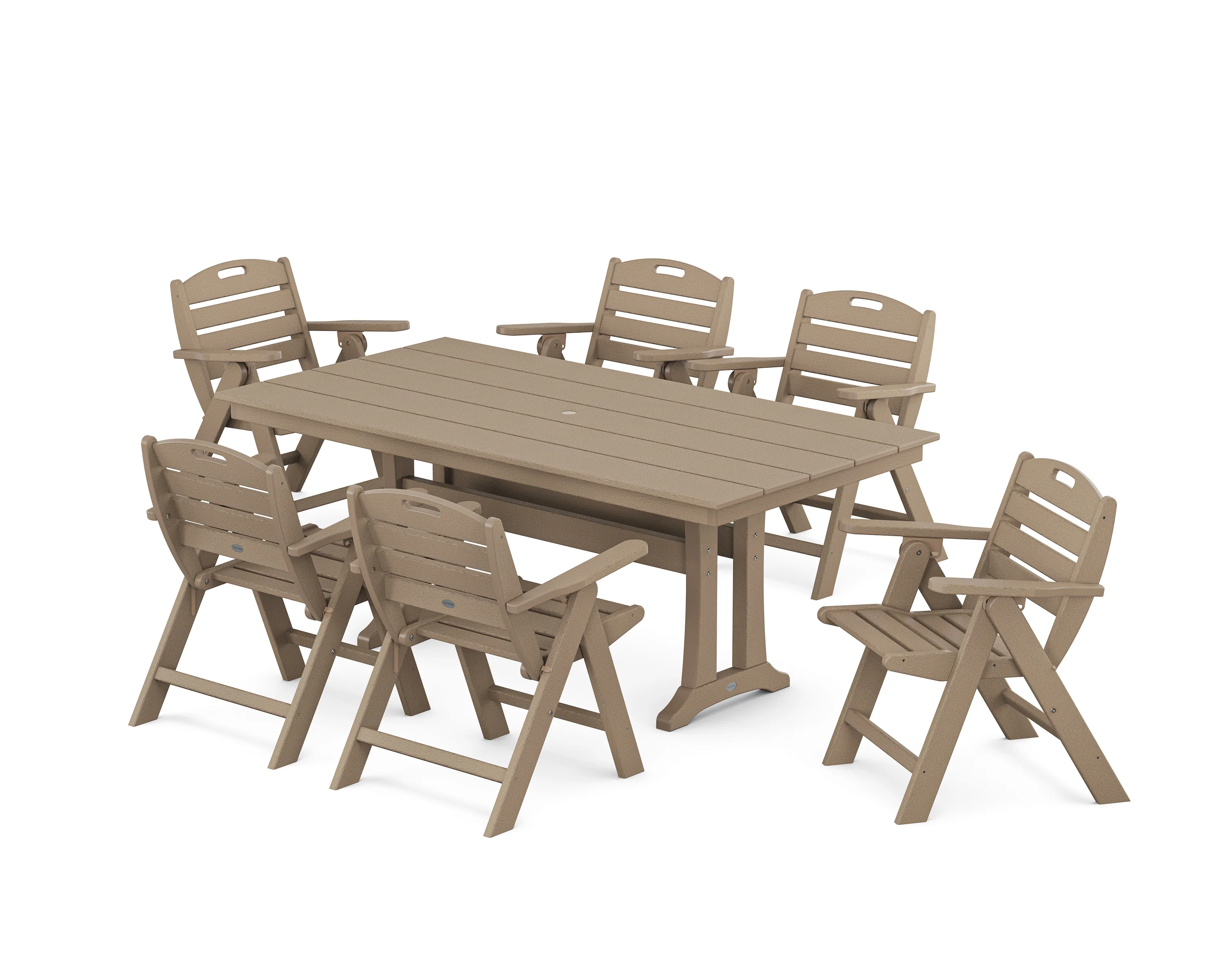 Nautical Lowback 7-Piece Farmhouse Dining Set with Trestle Legs - Image 11