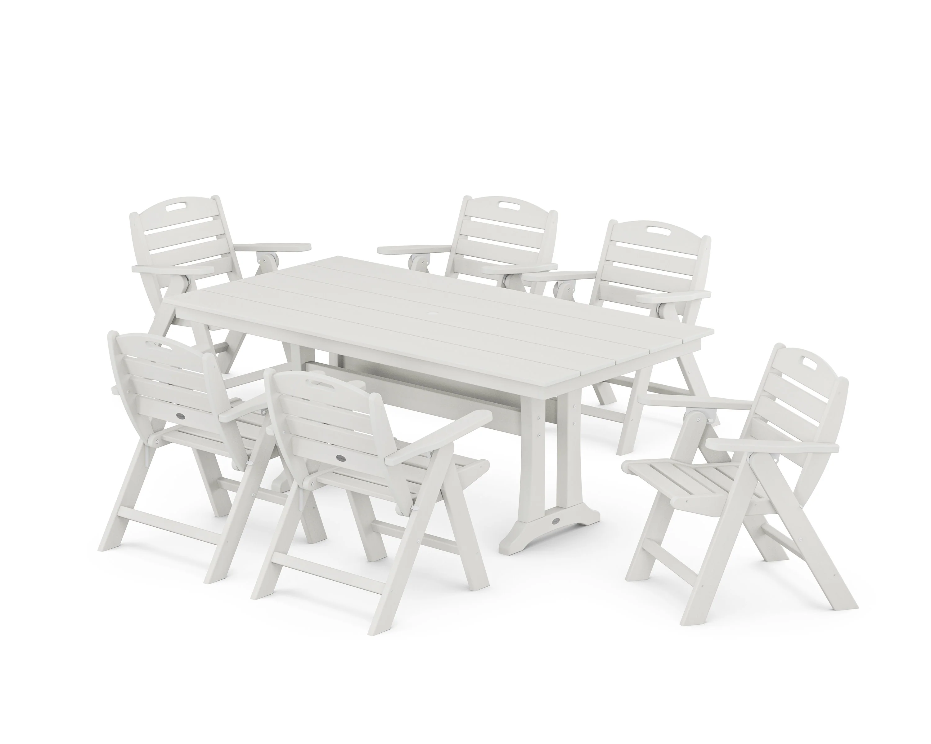 Nautical Lowback 7-Piece Farmhouse Dining Set with Trestle Legs - Image 12
