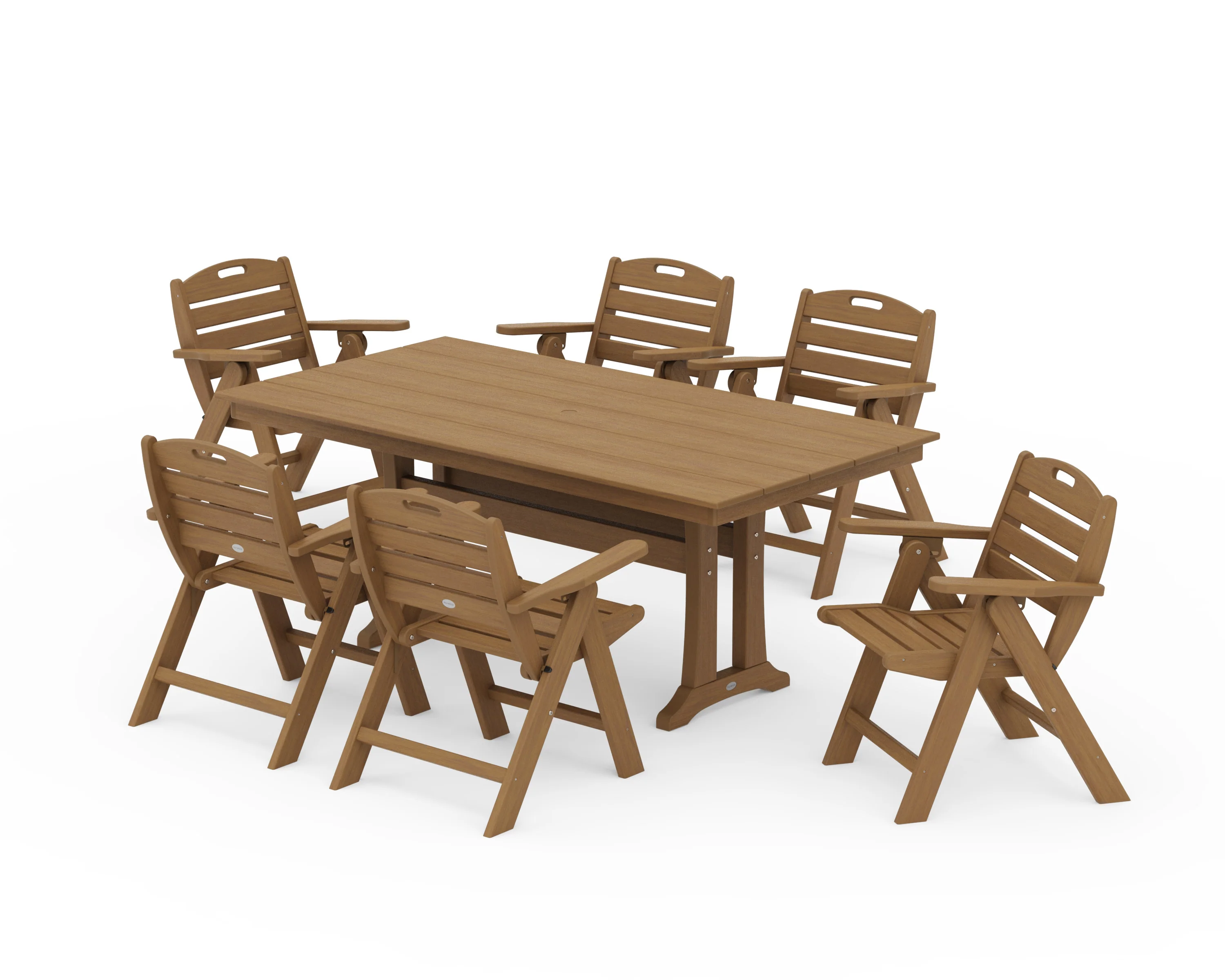 Nautical Lowback 7-Piece Farmhouse Dining Set with Trestle Legs - Image 13