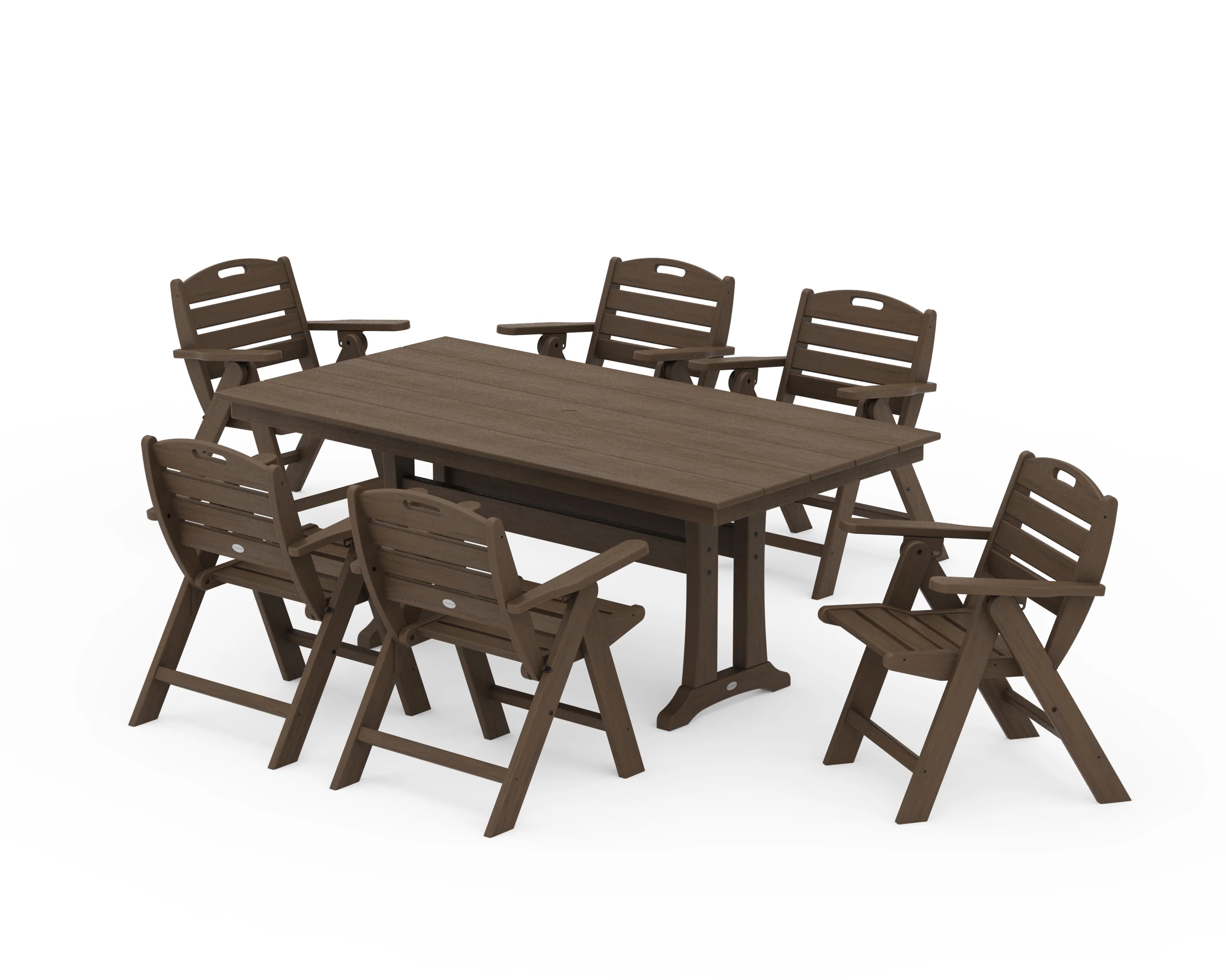 Nautical Lowback 7-Piece Farmhouse Dining Set with Trestle Legs - Image 15