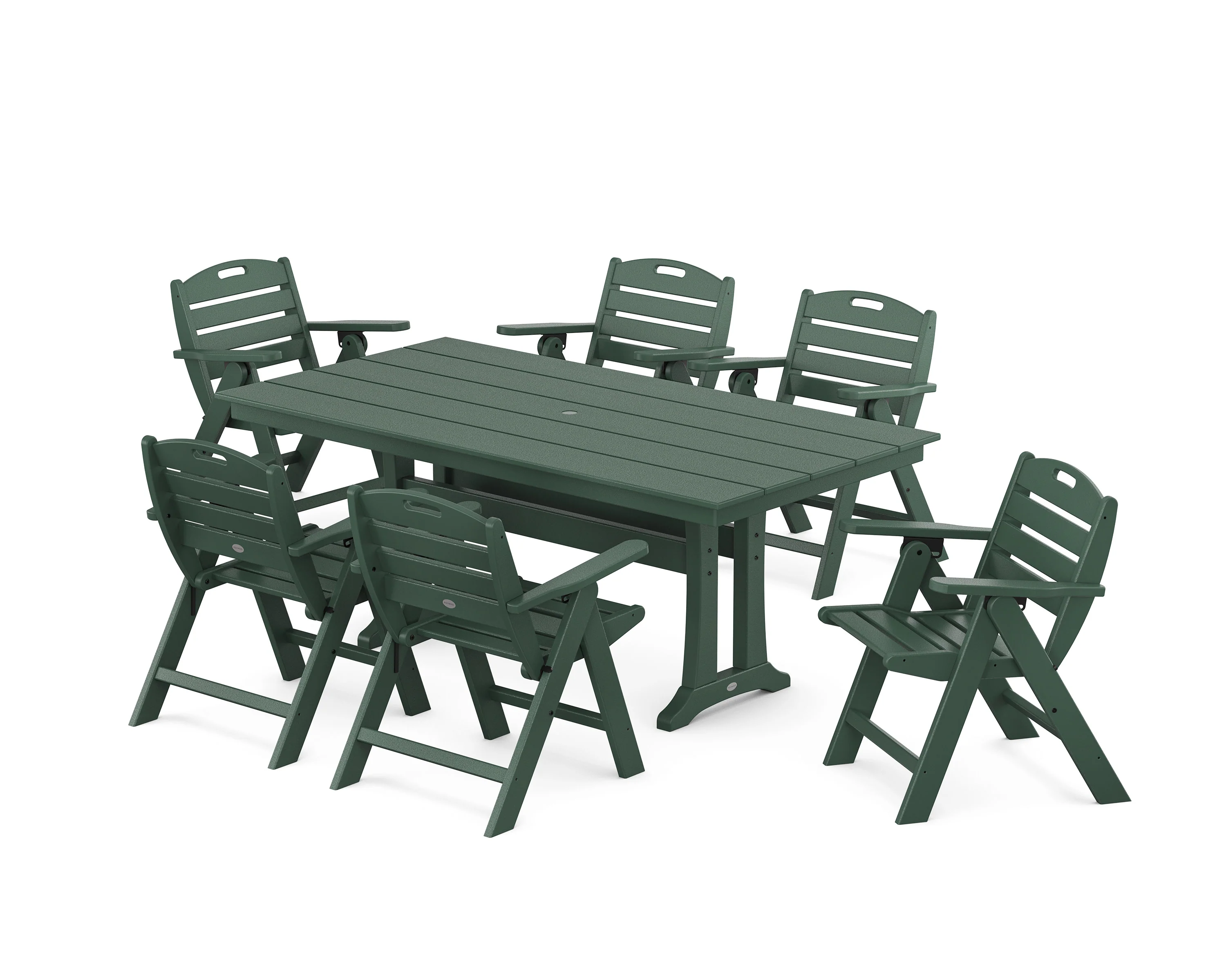 Nautical Lowback 7-Piece Farmhouse Dining Set with Trestle Legs - Image 5