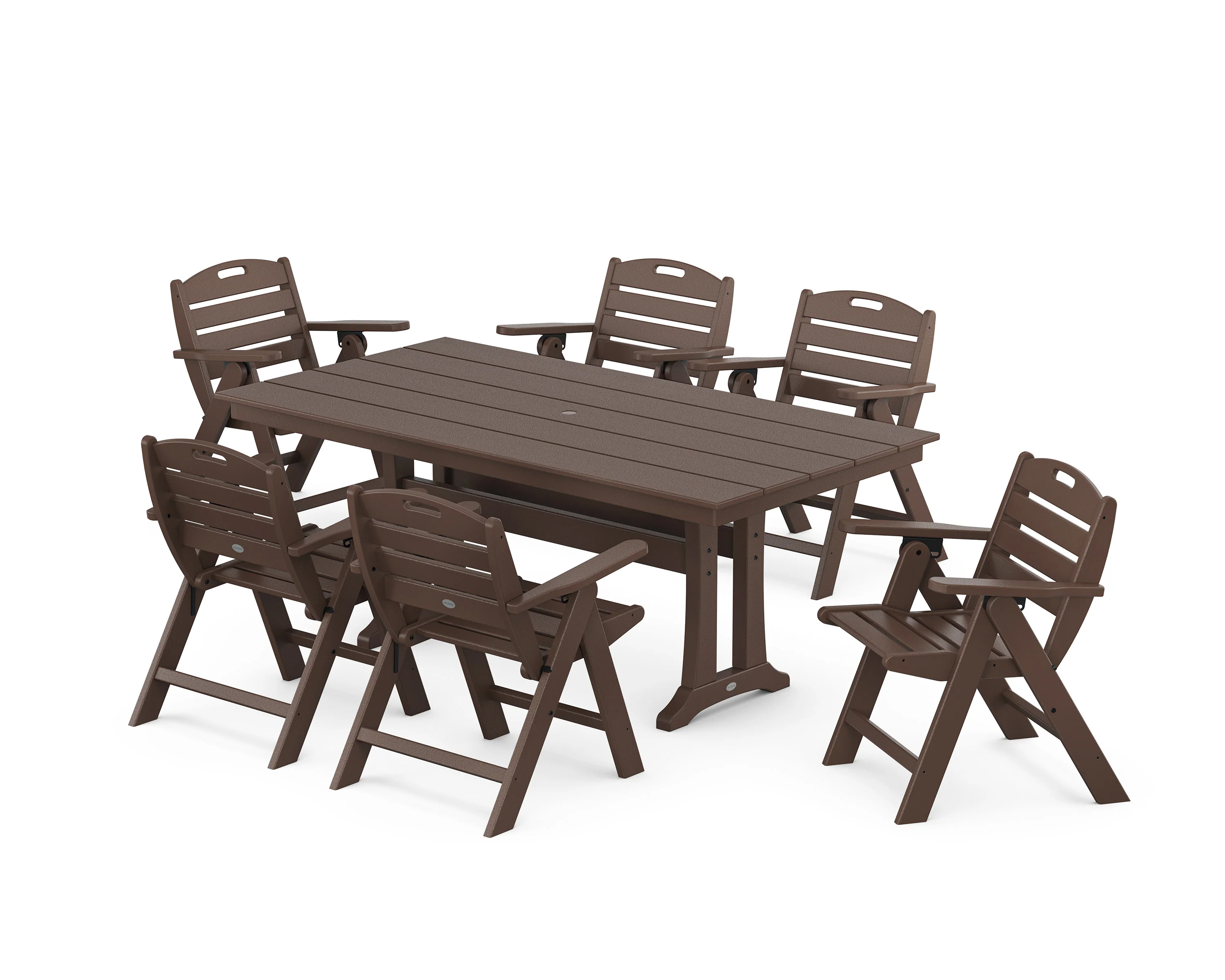 Nautical Lowback 7-Piece Farmhouse Dining Set with Trestle Legs - Image 6