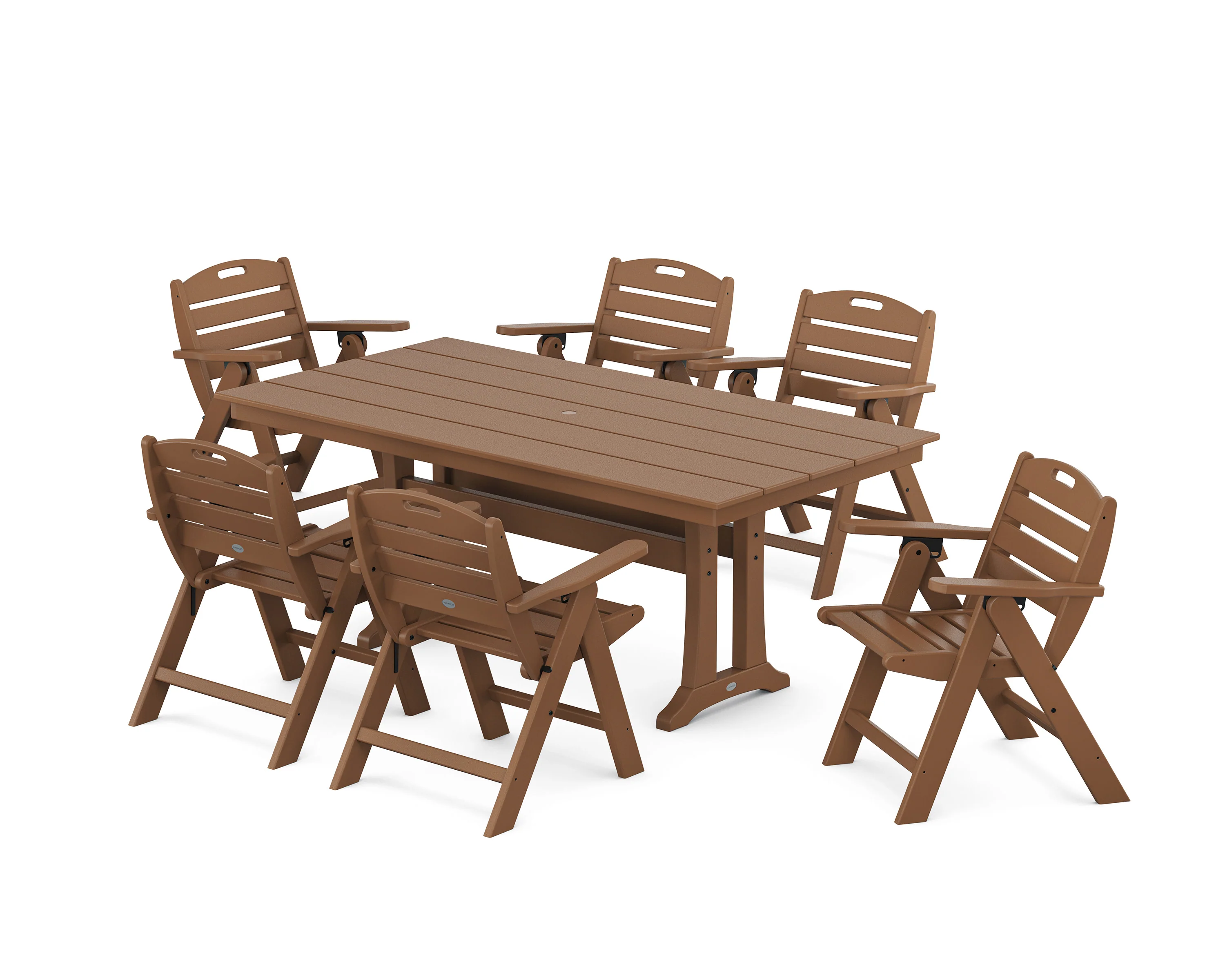 Nautical Lowback 7-Piece Farmhouse Dining Set with Trestle Legs - Image 8