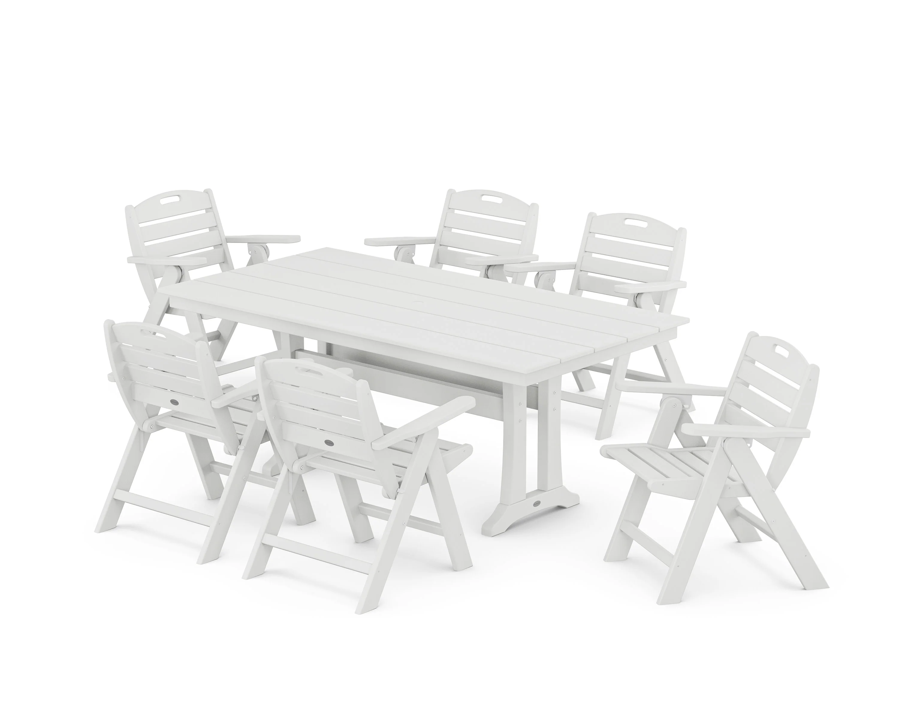 Nautical Lowback 7-Piece Farmhouse Dining Set with Trestle Legs - Image 9