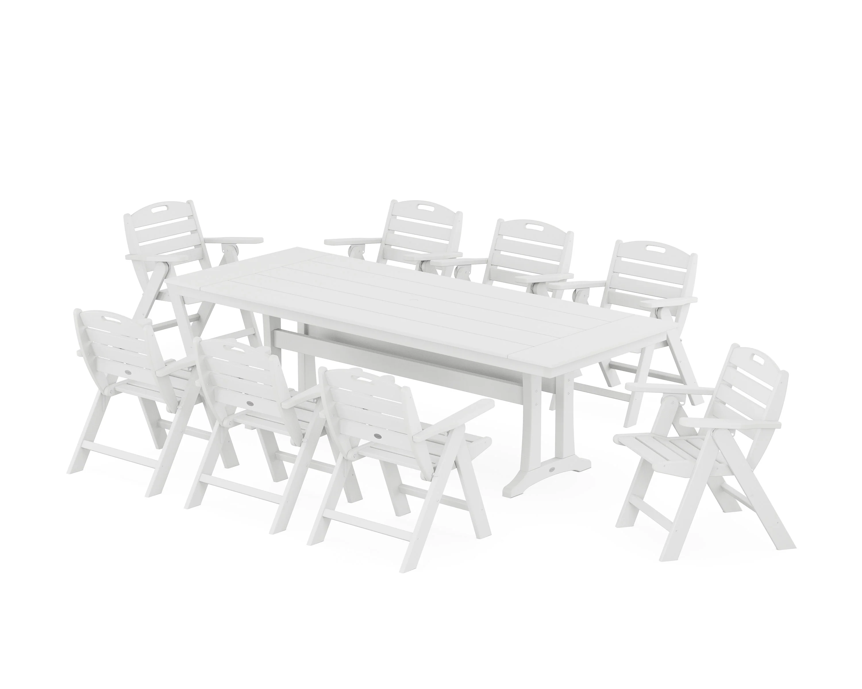 Nautical Lowback 9-Piece Farmhouse Dining Set with Trestle Legs - Image 10