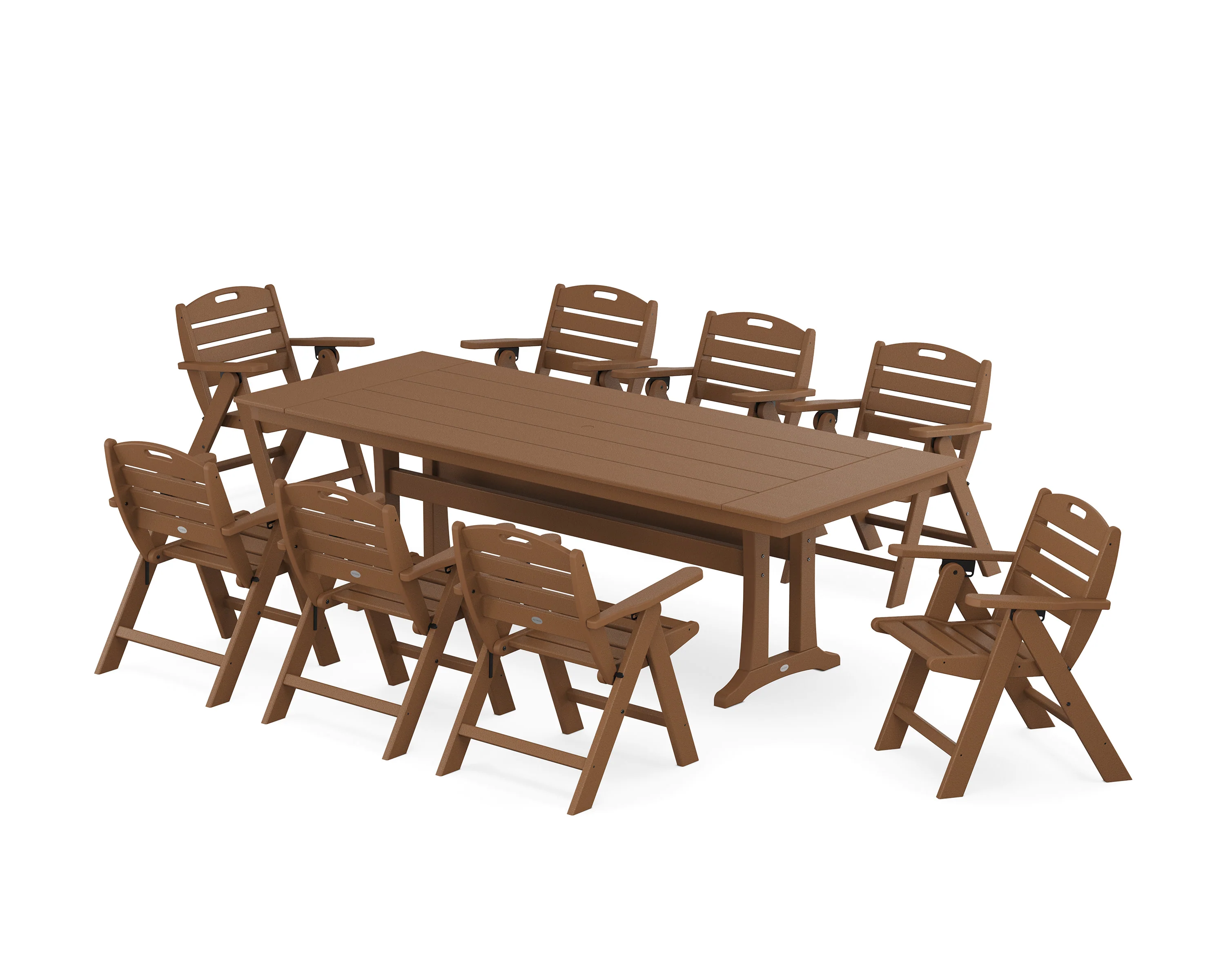 Nautical Lowback 9-Piece Farmhouse Dining Set with Trestle Legs - Image 12