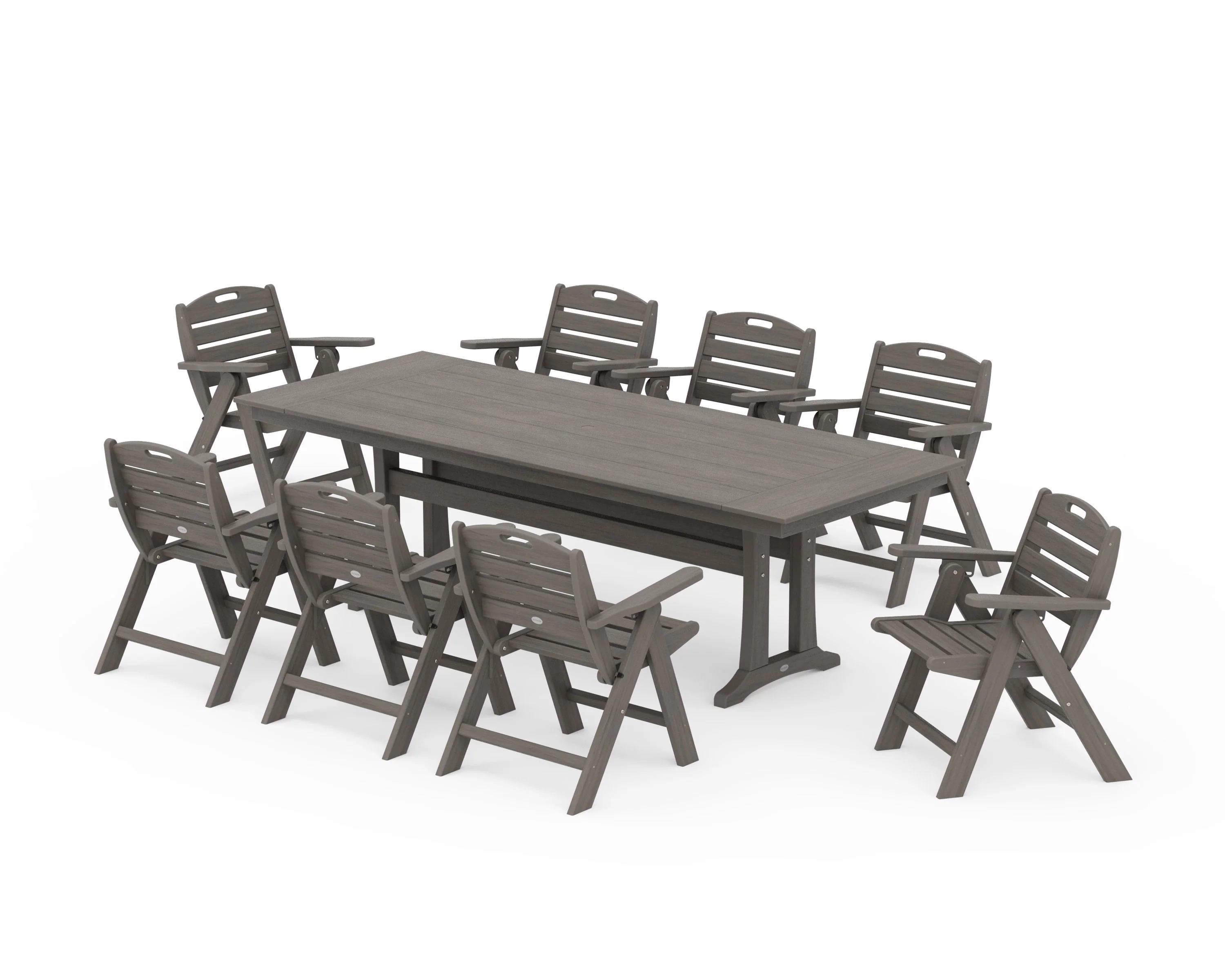 Nautical Lowback 9-Piece Farmhouse Dining Set with Trestle Legs - Image 13