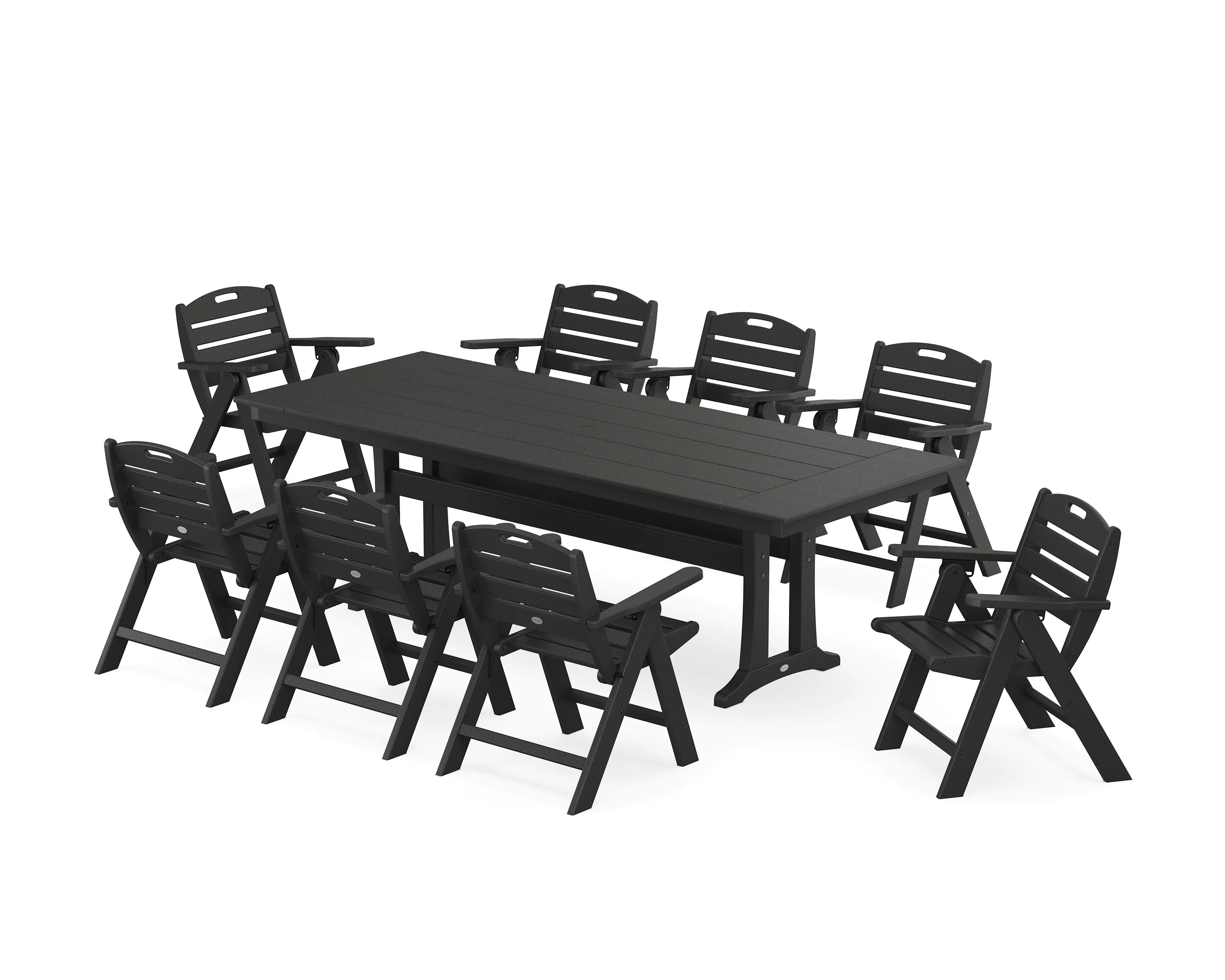 Nautical Lowback 9-Piece Farmhouse Dining Set with Trestle Legs - Image 6