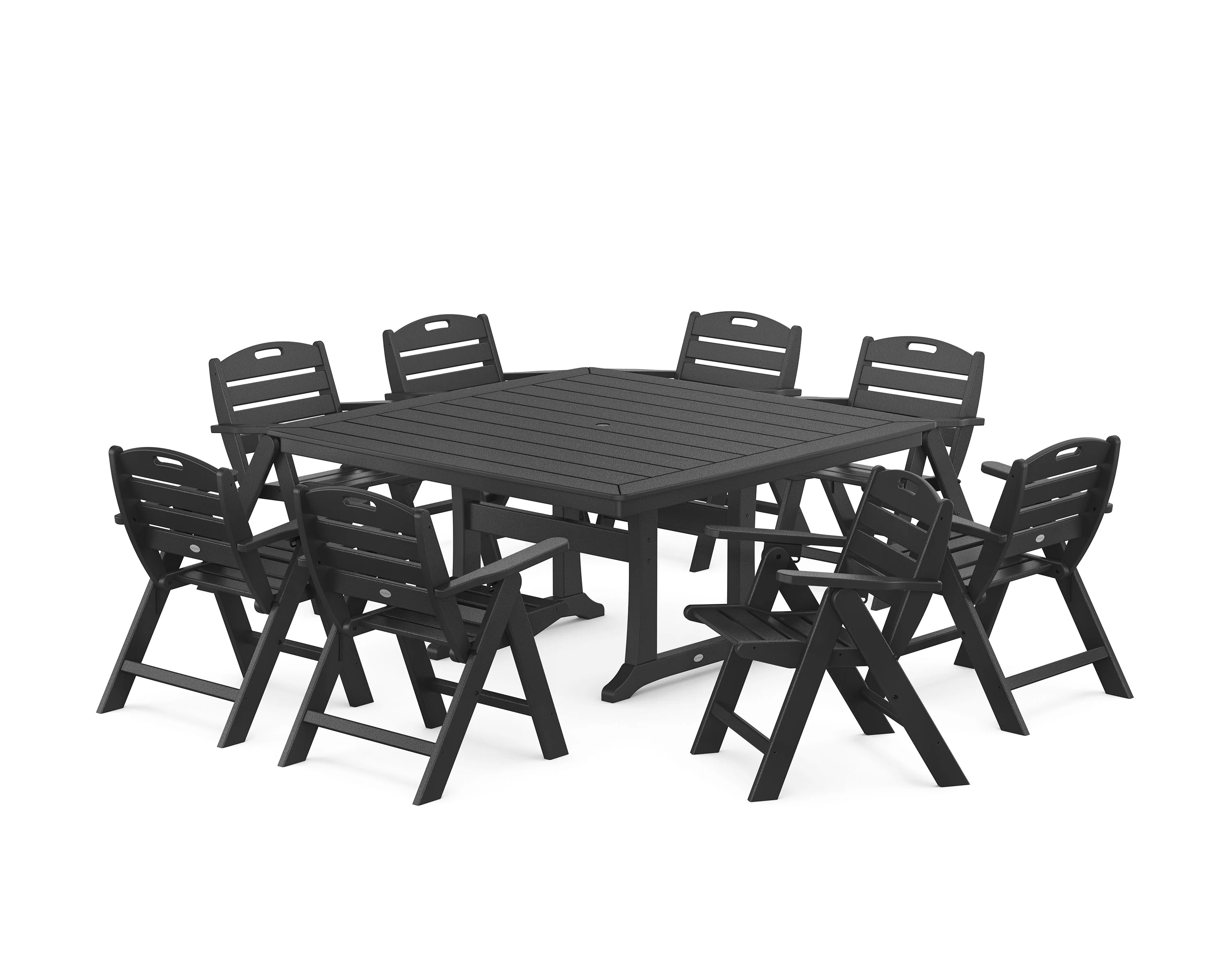 Nautical Lowback 9-Piece Square Dining Set with Trestle Legs - Image 4