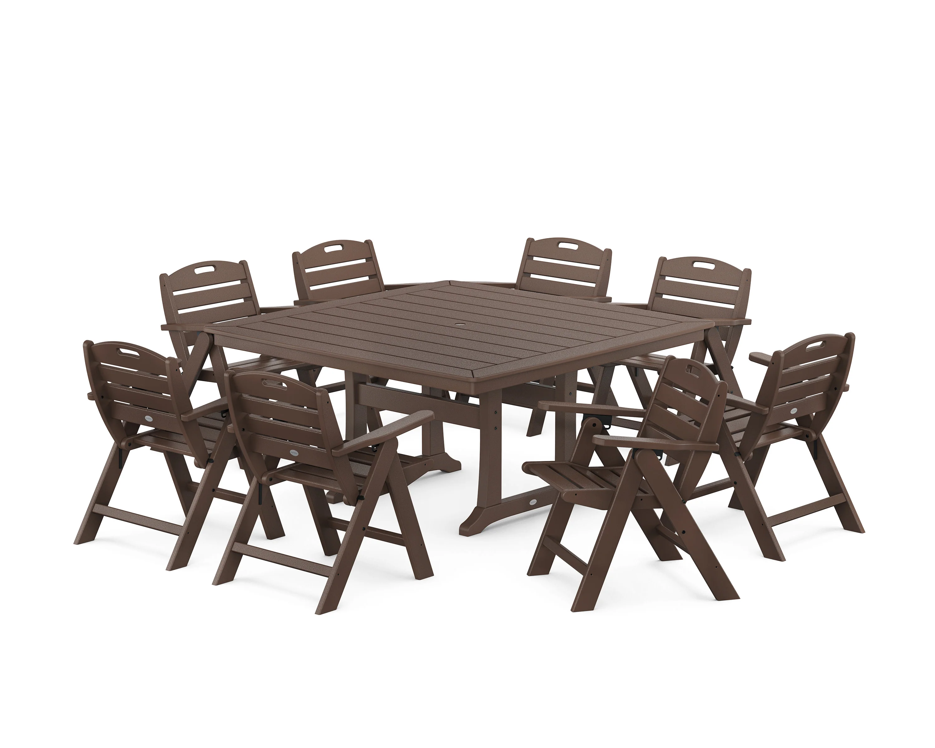 Nautical Lowback 9-Piece Square Dining Set with Trestle Legs - Image 6