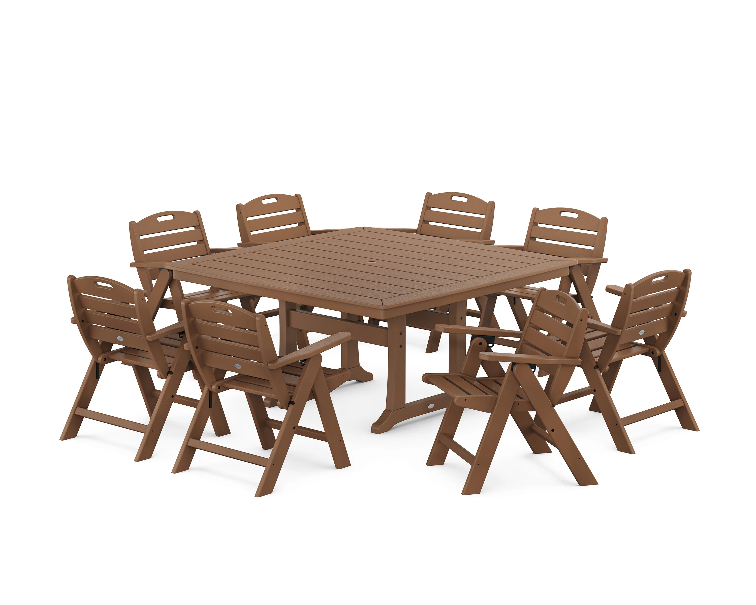 Nautical Lowback 9-Piece Square Dining Set with Trestle Legs - Image 8