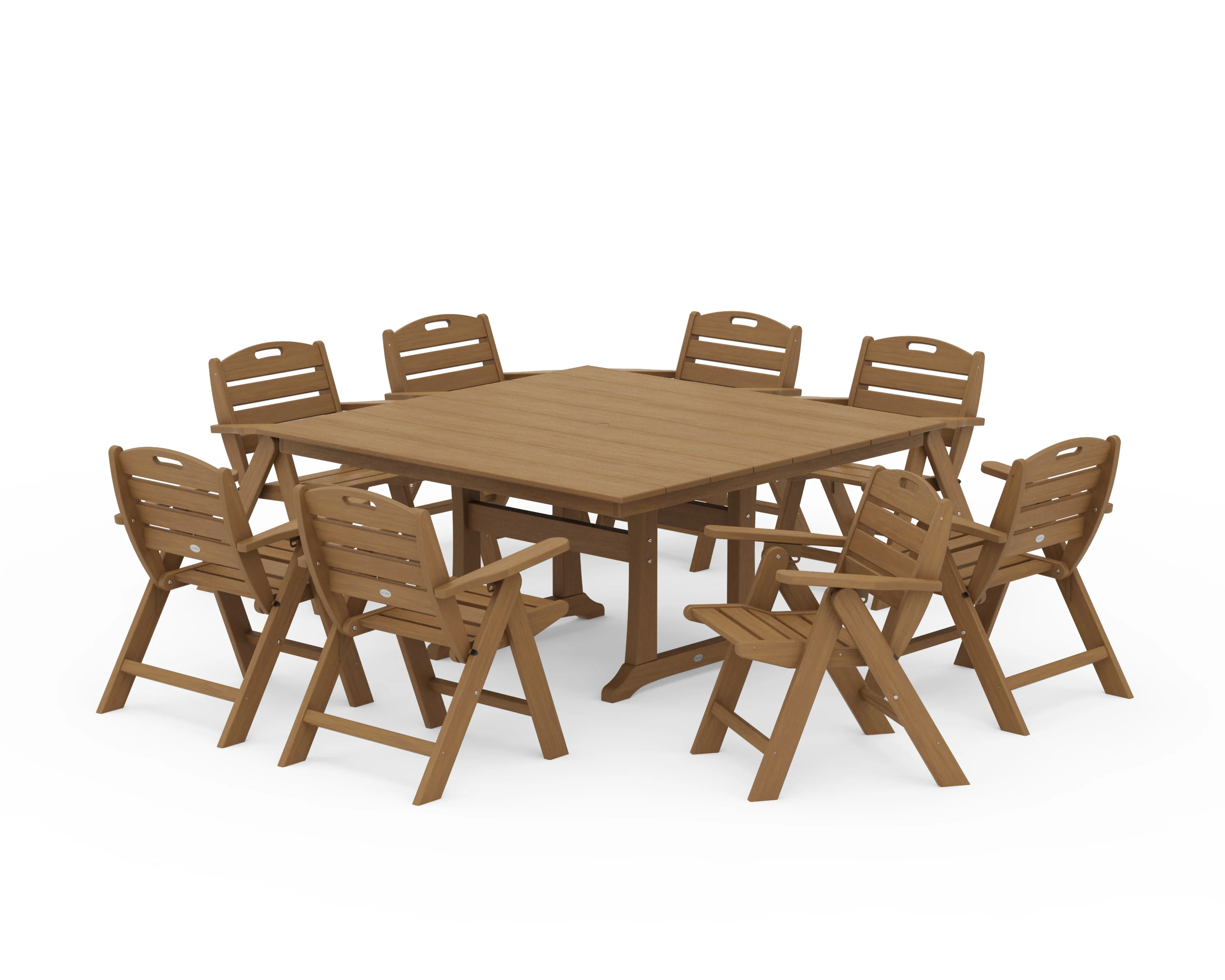 Nautical Lowback 9-Piece Square Farmhouse Dining Set with Trestle Legs - Image 13