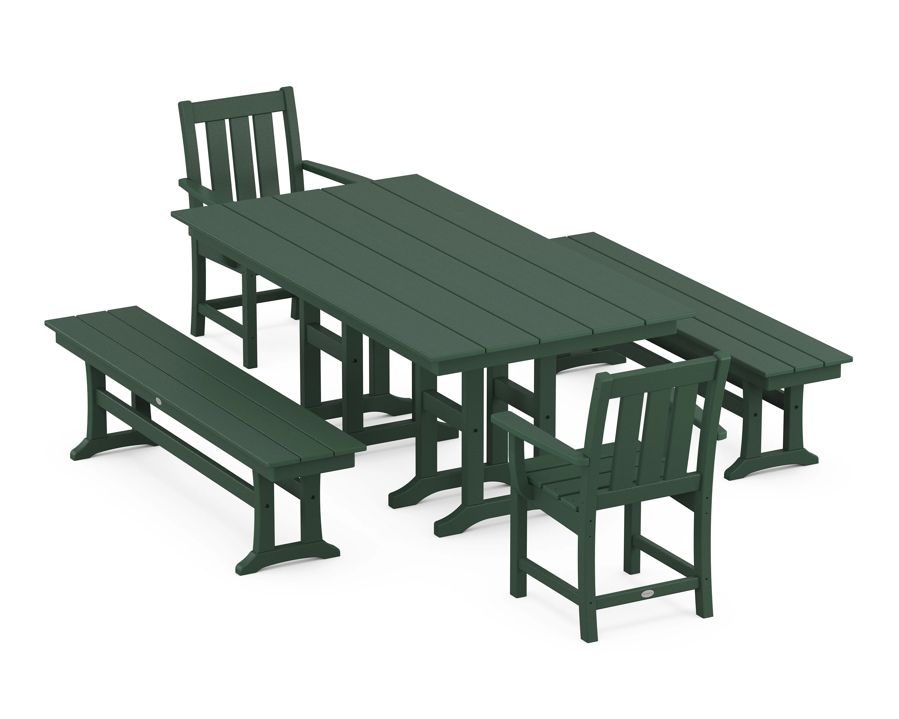Oxford 5-Piece Farmhouse Dining Set with Benches - Image 8