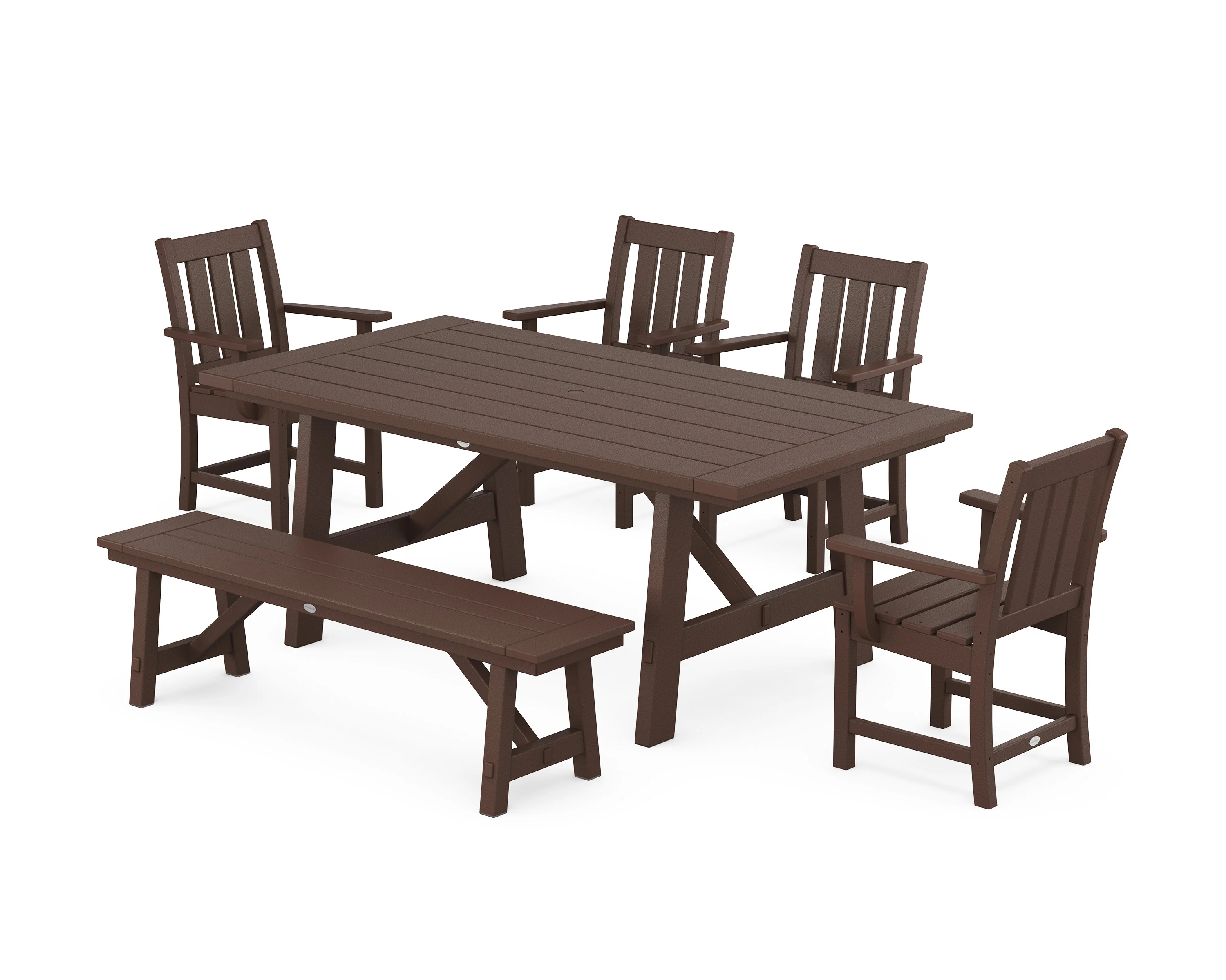 Oxford 6-Piece Rustic Farmhouse Dining Set with Bench - Image 5
