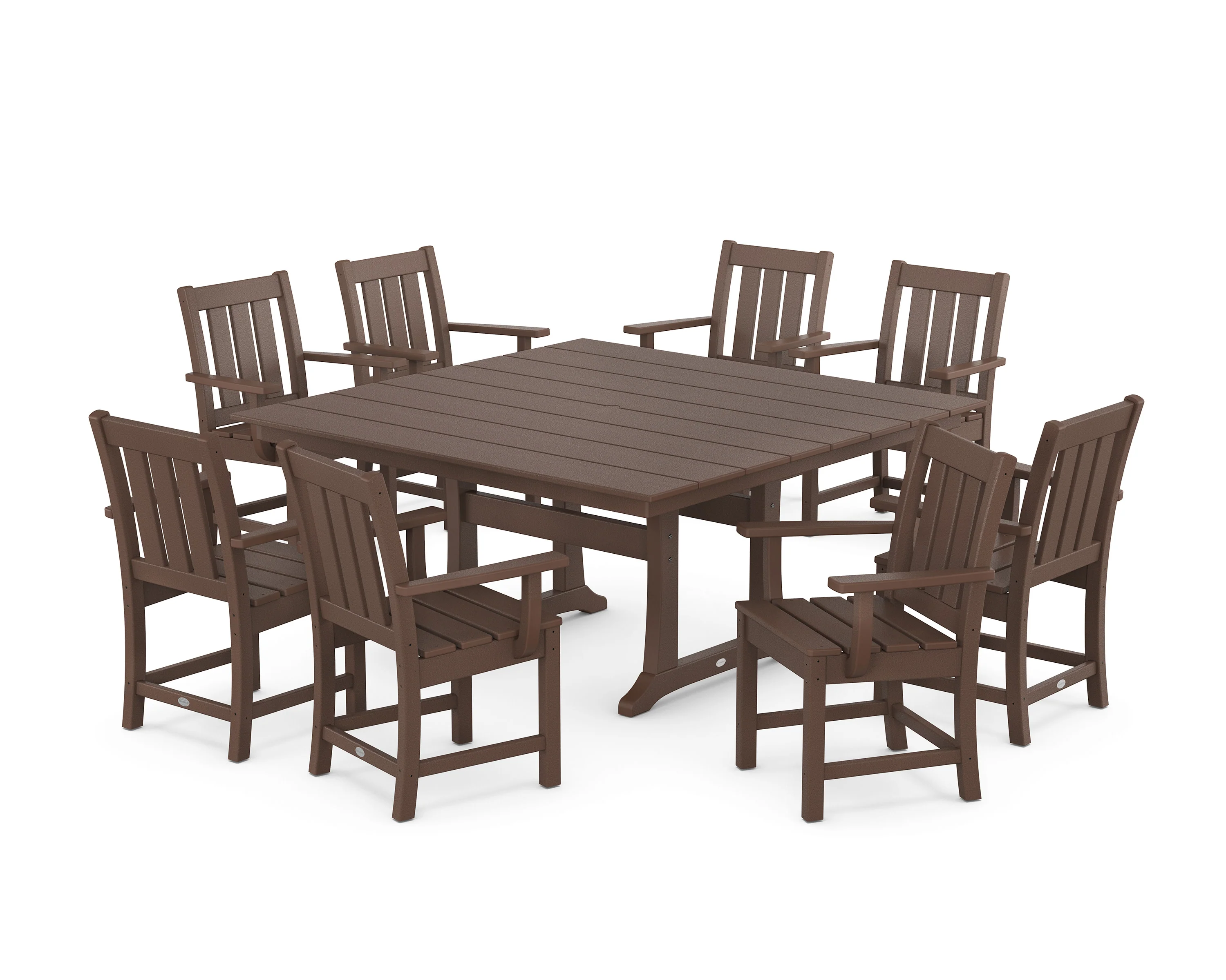 Oxford 9-Piece Square Farmhouse Dining Set with Trestle Legs - Image 6