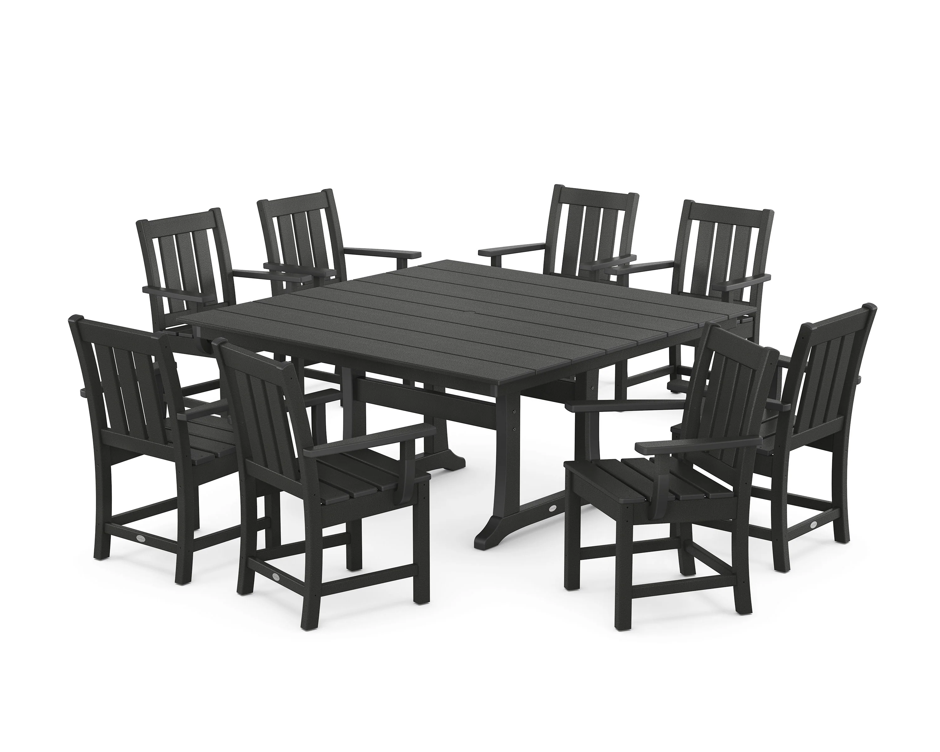 Oxford 9-Piece Square Farmhouse Dining Set with Trestle Legs - Image 7