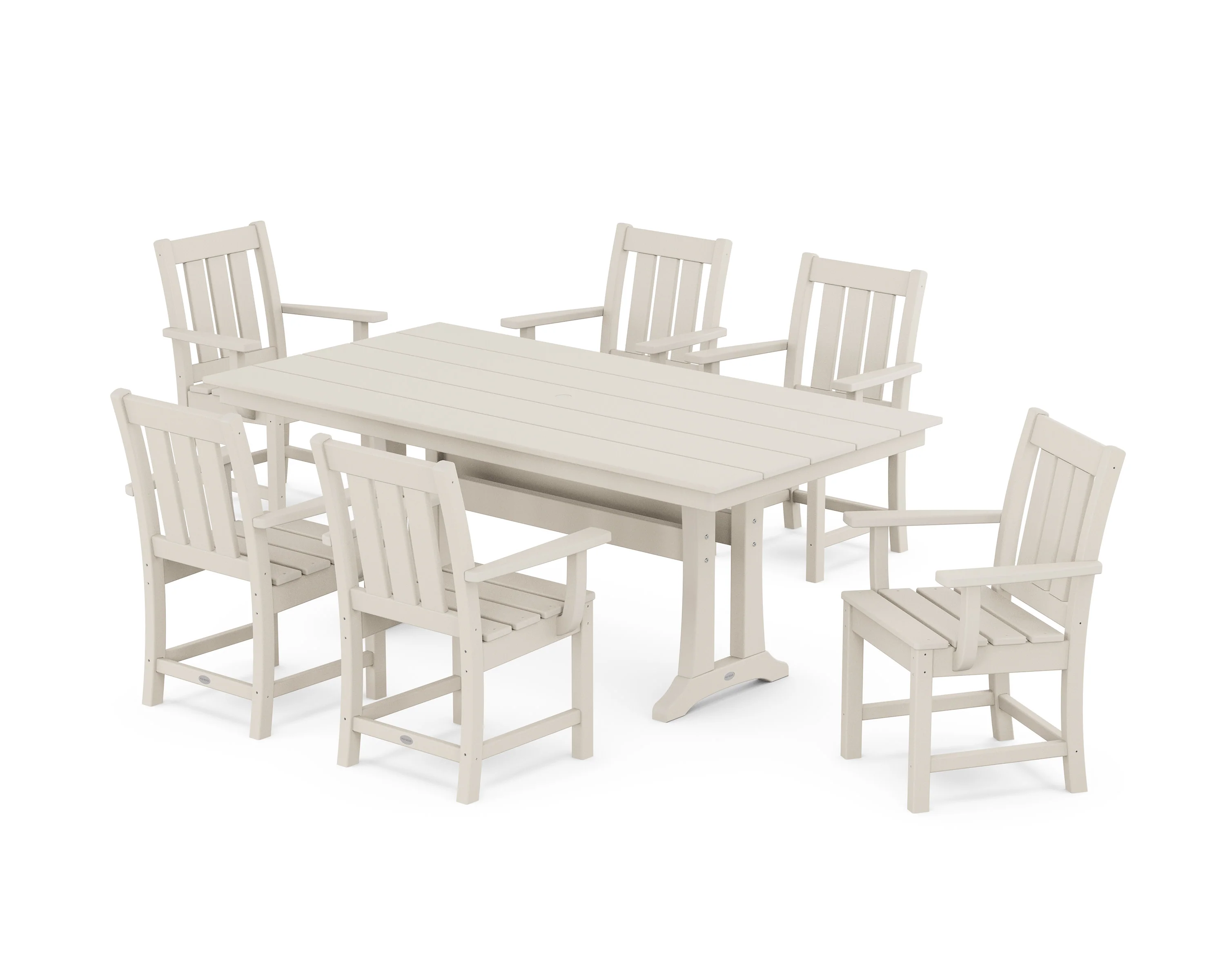 Oxford Arm Chair 7-Piece Farmhouse Dining Set with Trestle Legs - Image 6