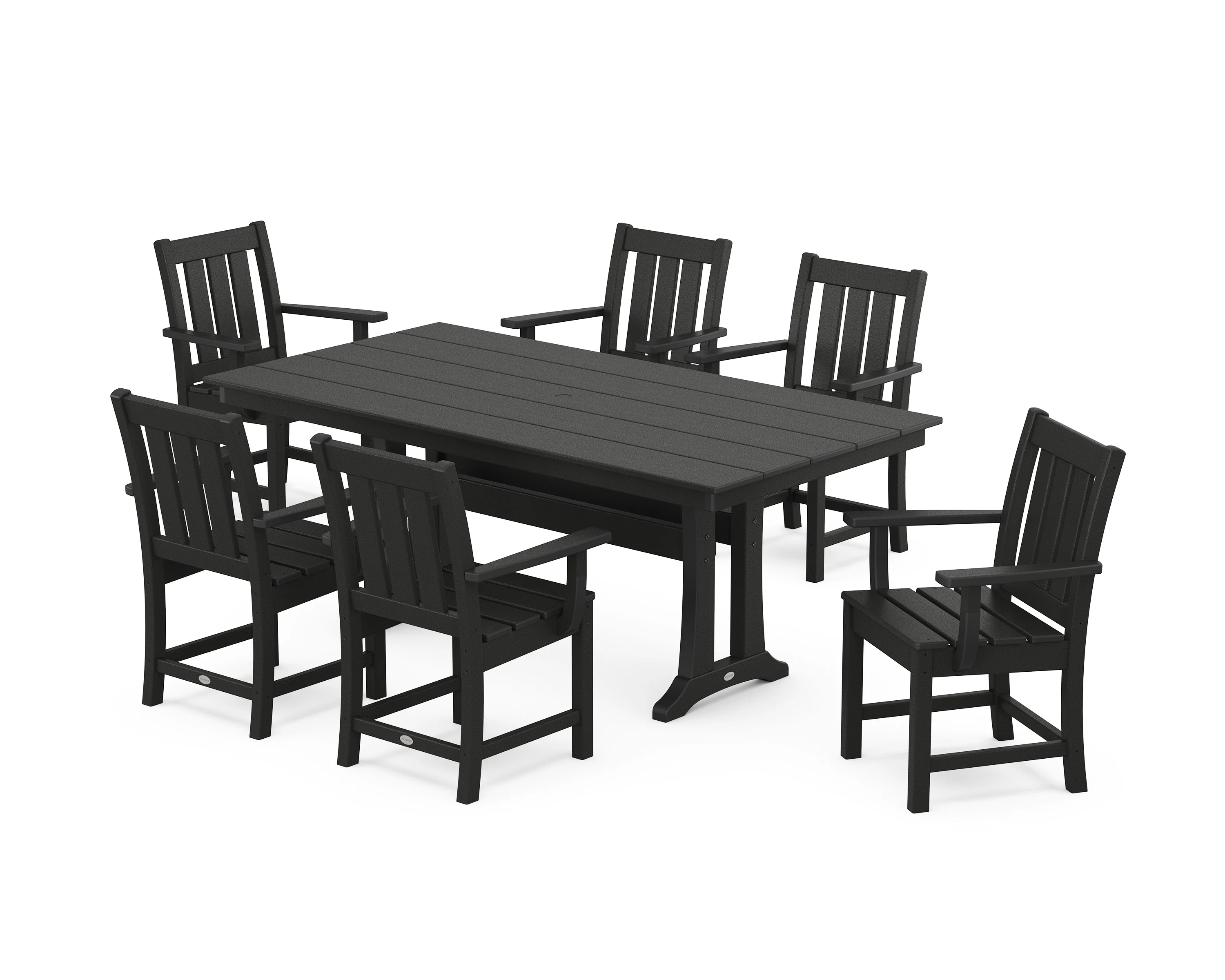 Oxford Arm Chair 7-Piece Farmhouse Dining Set with Trestle Legs - Image 8